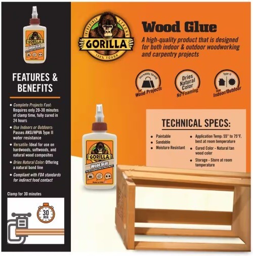 Gorilla 4 fl. oz. Wood Glue/Epoxy, Free Shipping, New