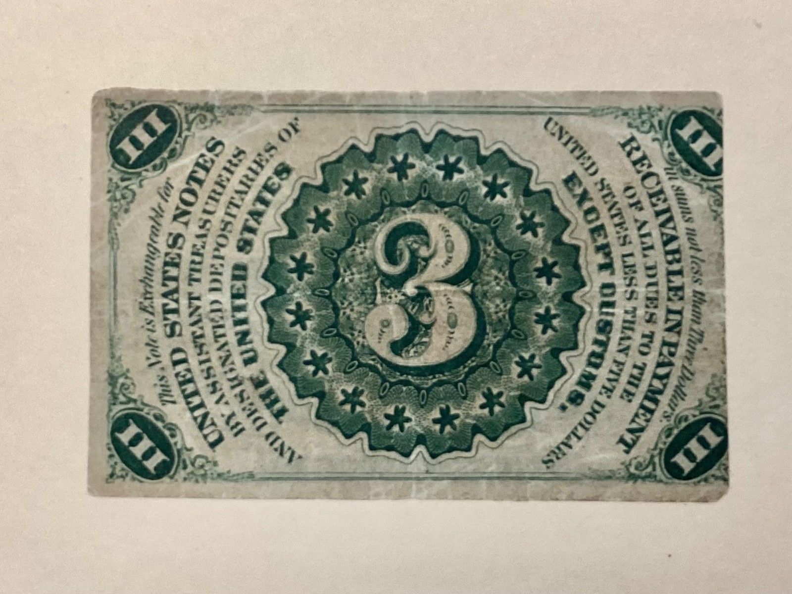 ~FR 1226 - THREE 3 CENTS FRACTIONAL CURRENCY NOTE