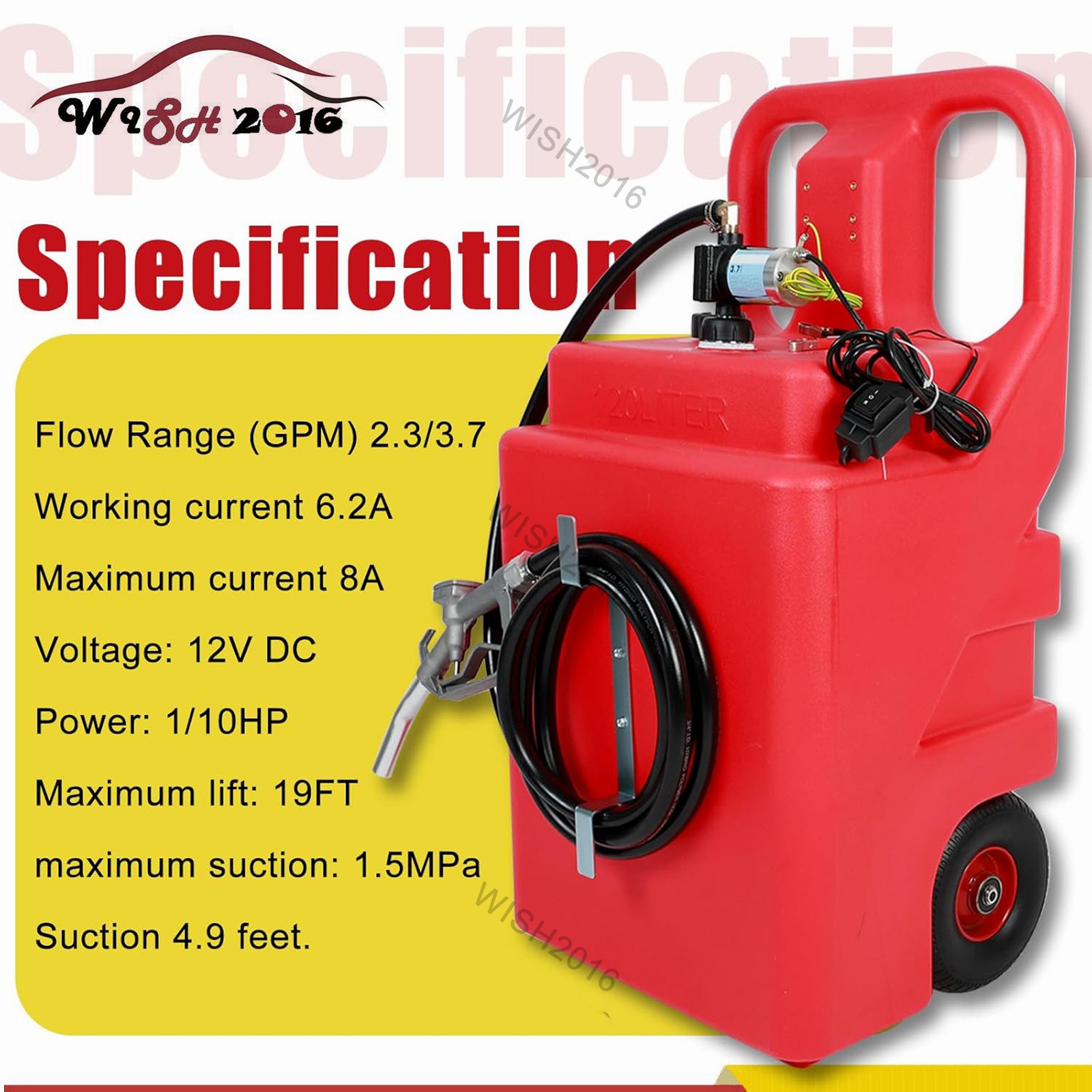 32 Gallon Portable Gasoline Diesel Fuel Tank 12V DC Electric Fuel Transfer Pump