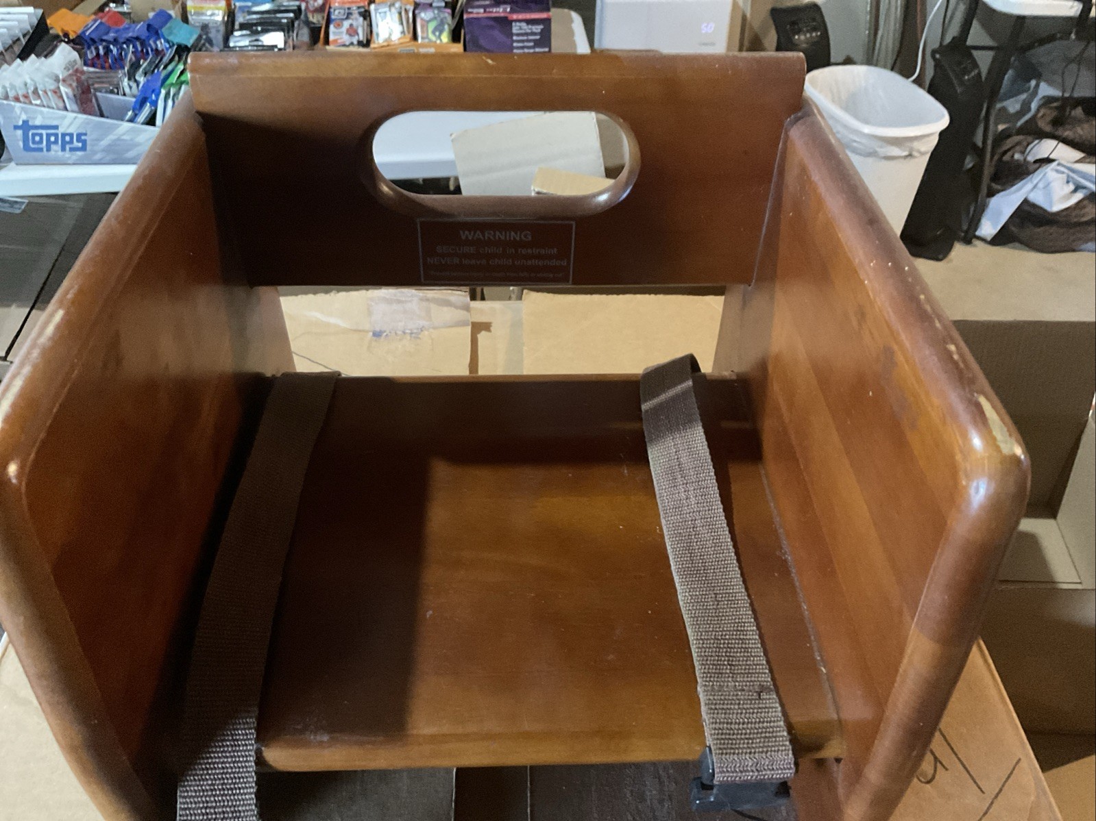 Restaurant Children Booster Seat in Mahogany Wood Finish Commercial USED Read