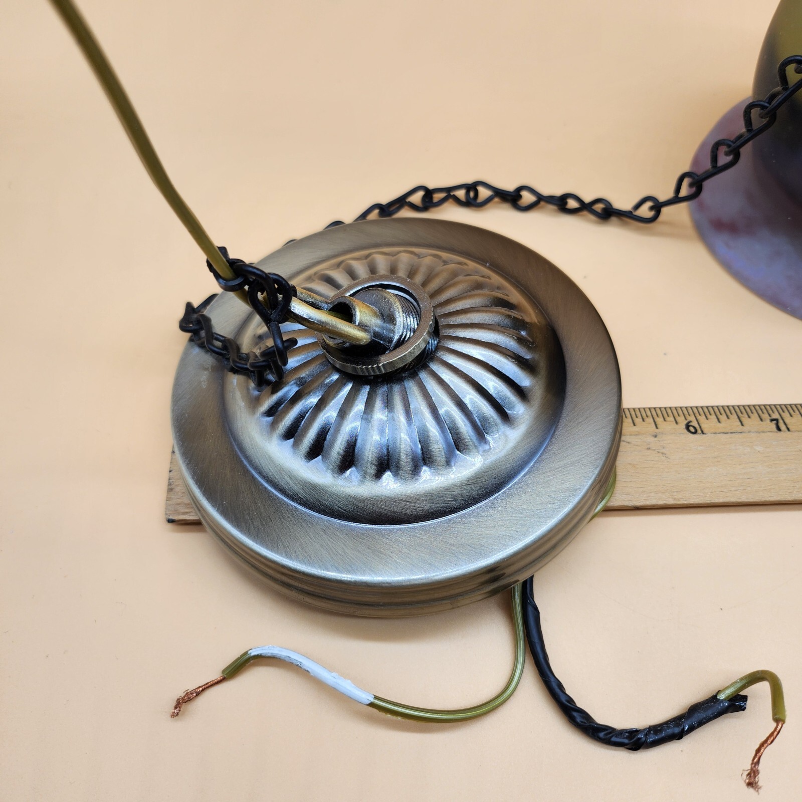 Vintage Art Glass Hanging Ceiling Pendant Light Fixture