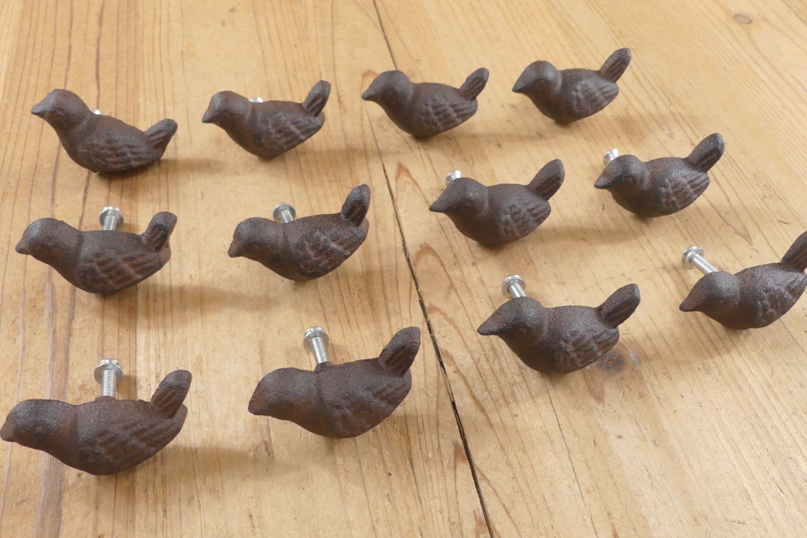 12 Cast Iron Bird Cabinet Knobs Pulls Drawer Dresser Handles Rustic Birds Wren