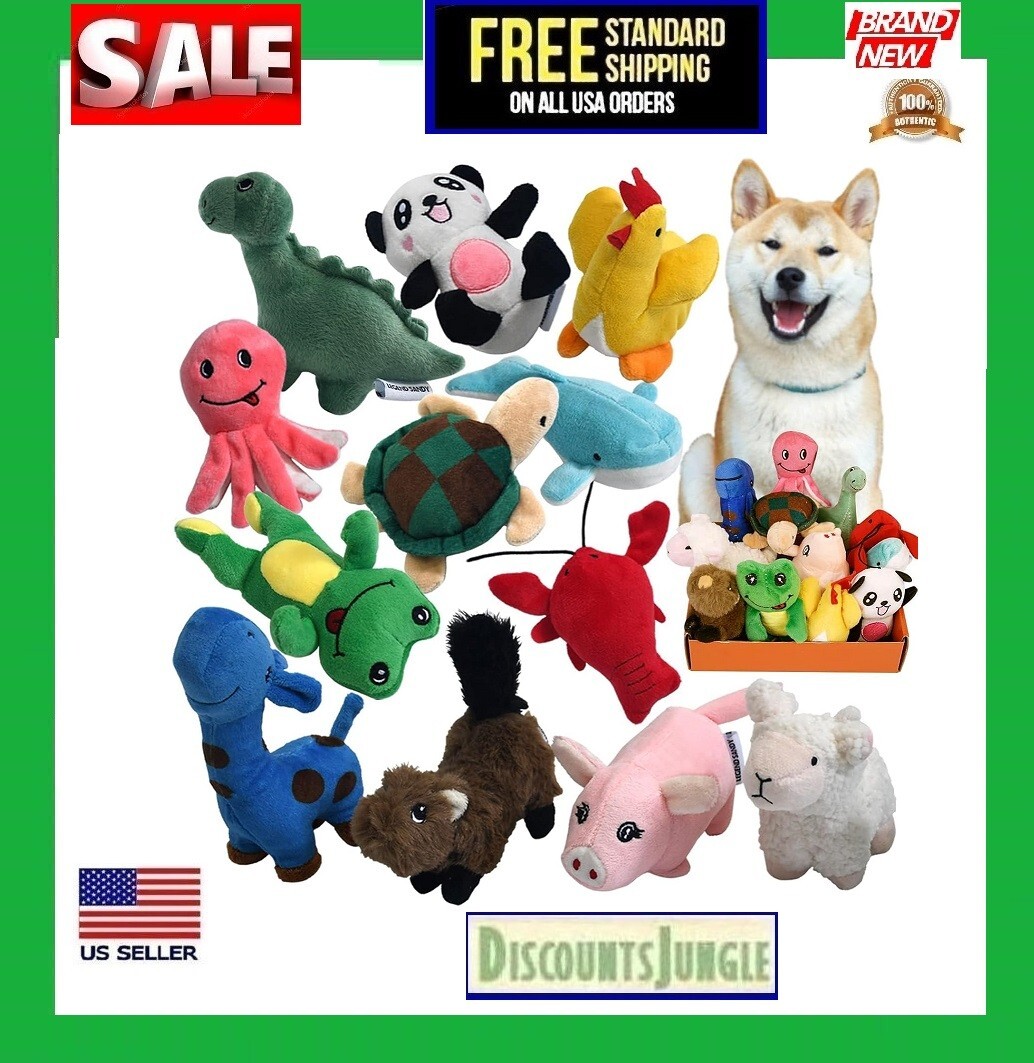 Squeaky Plush Dog Toy Pack for Puppy, Small & medium Stuffed Puppy 12 Chew Toys