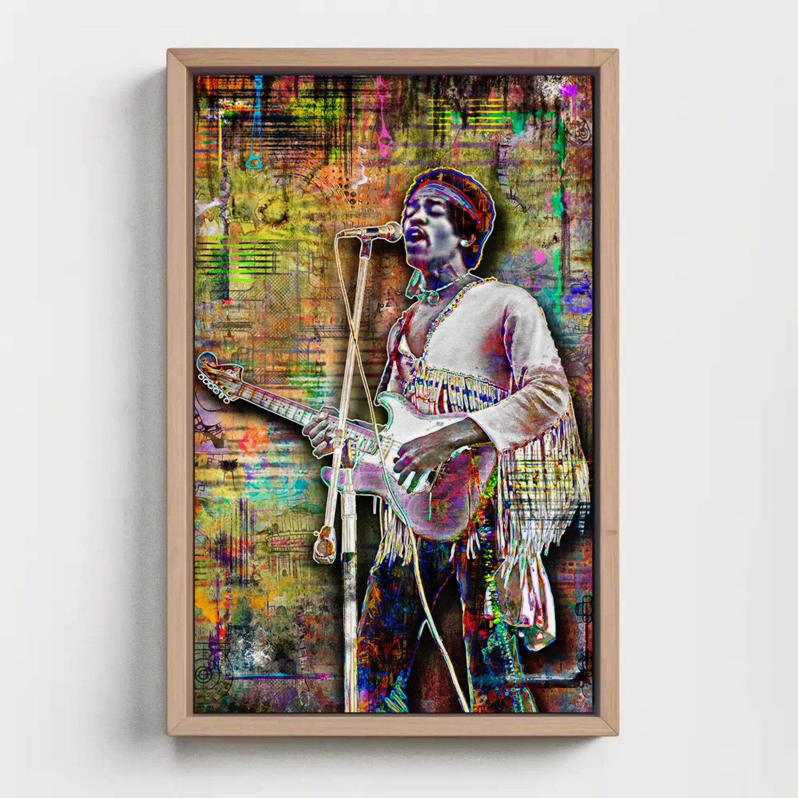 Jimi Hendrix 16x20in Poster, Jimi Hendrix Guitar Tribute Print Free Shipping US