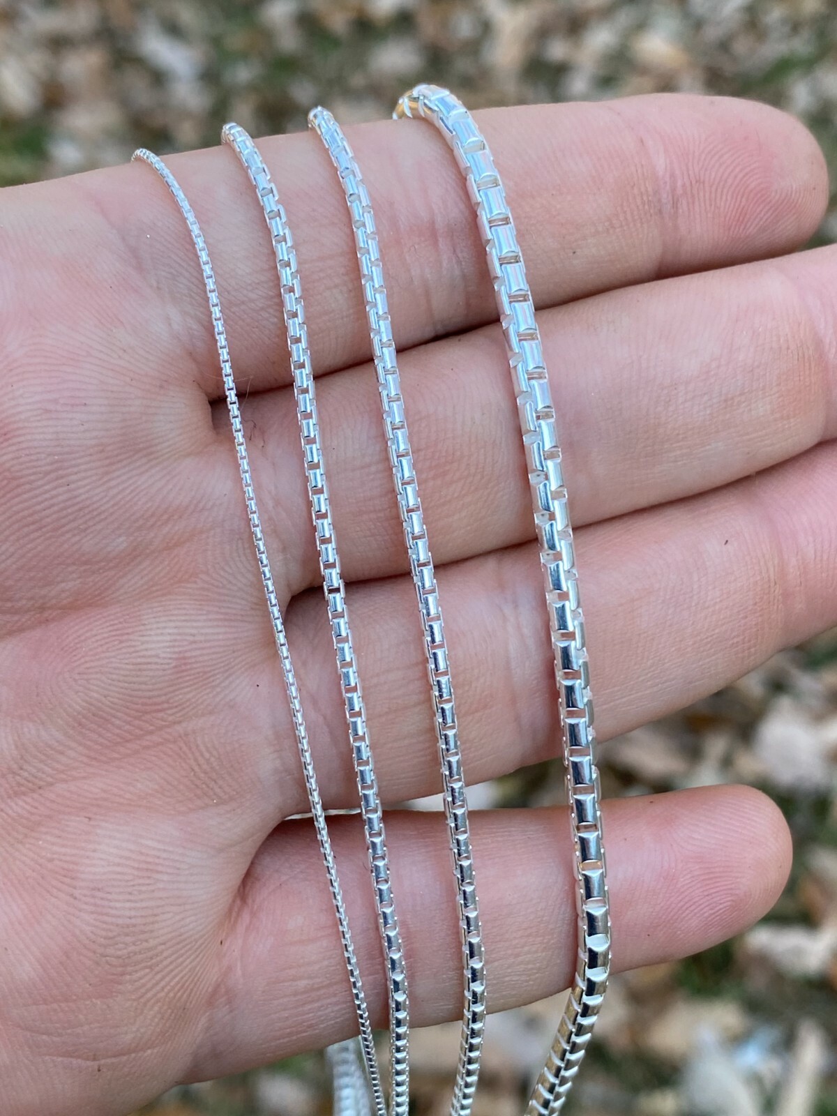 Real Solid 925 Sterling Silver Rounded Box Chain 1-3mm Necklace Men Ladies Snake