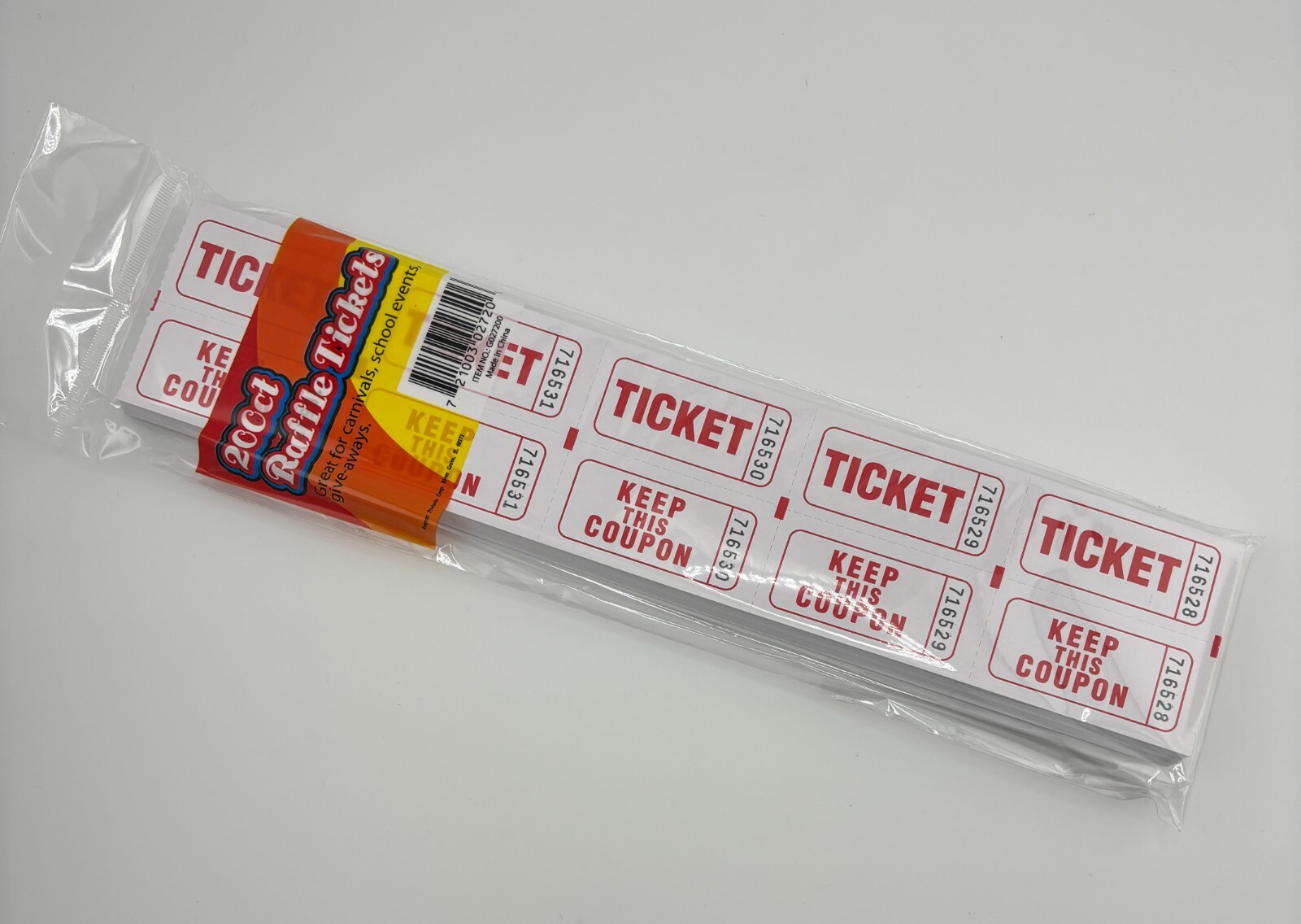 200 Raffle Tickets Flat 50 50 Double sided Split Carnival Festival Event SEALED