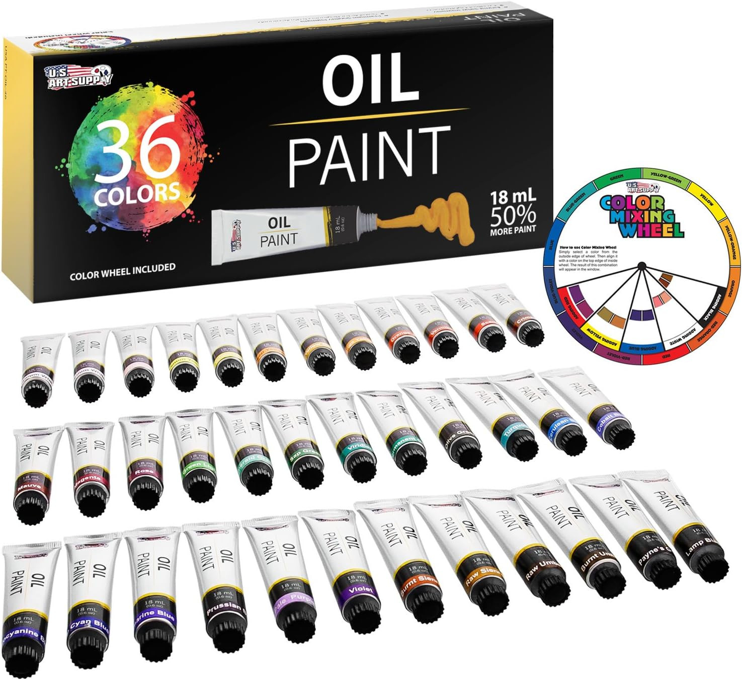 Oil Paint Set Vibrant Colors Canvas Wood Art Oil Based Artists Adults Students