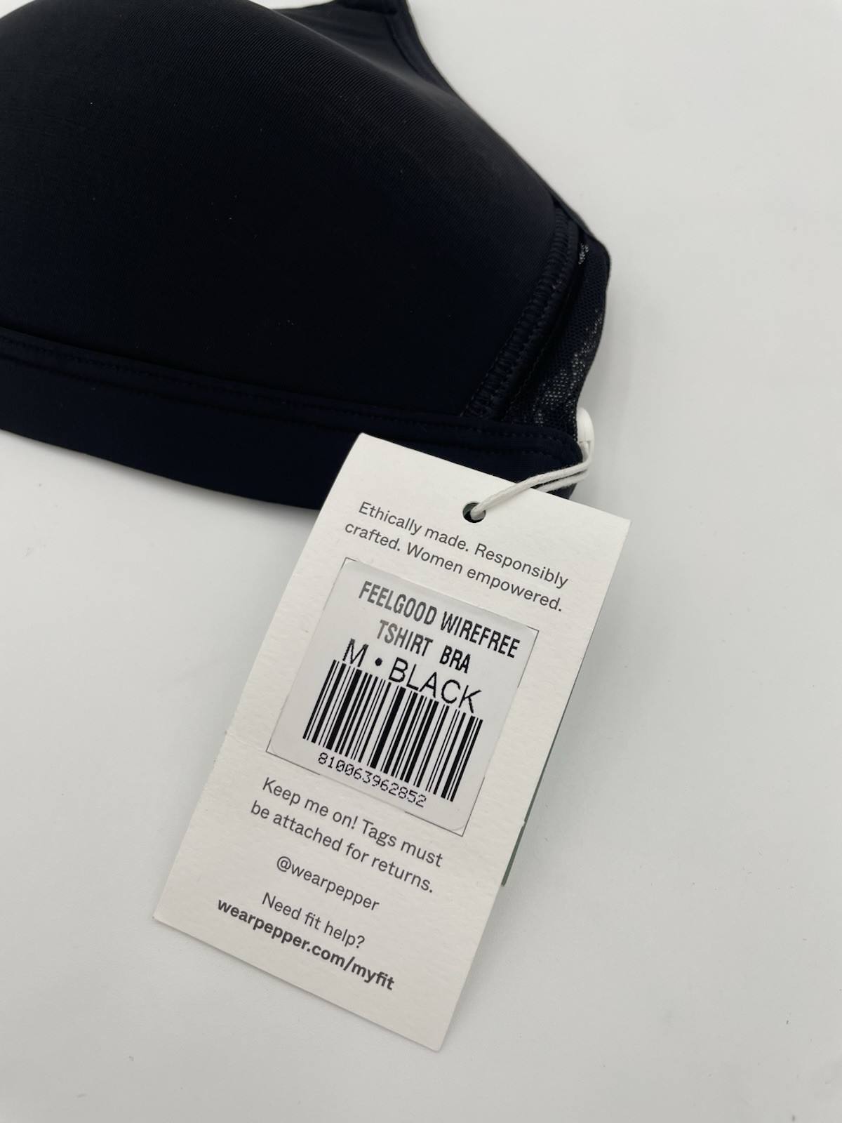 Pepper Medium Bra Black FeelGood Wirefree T Shirt Back Closure