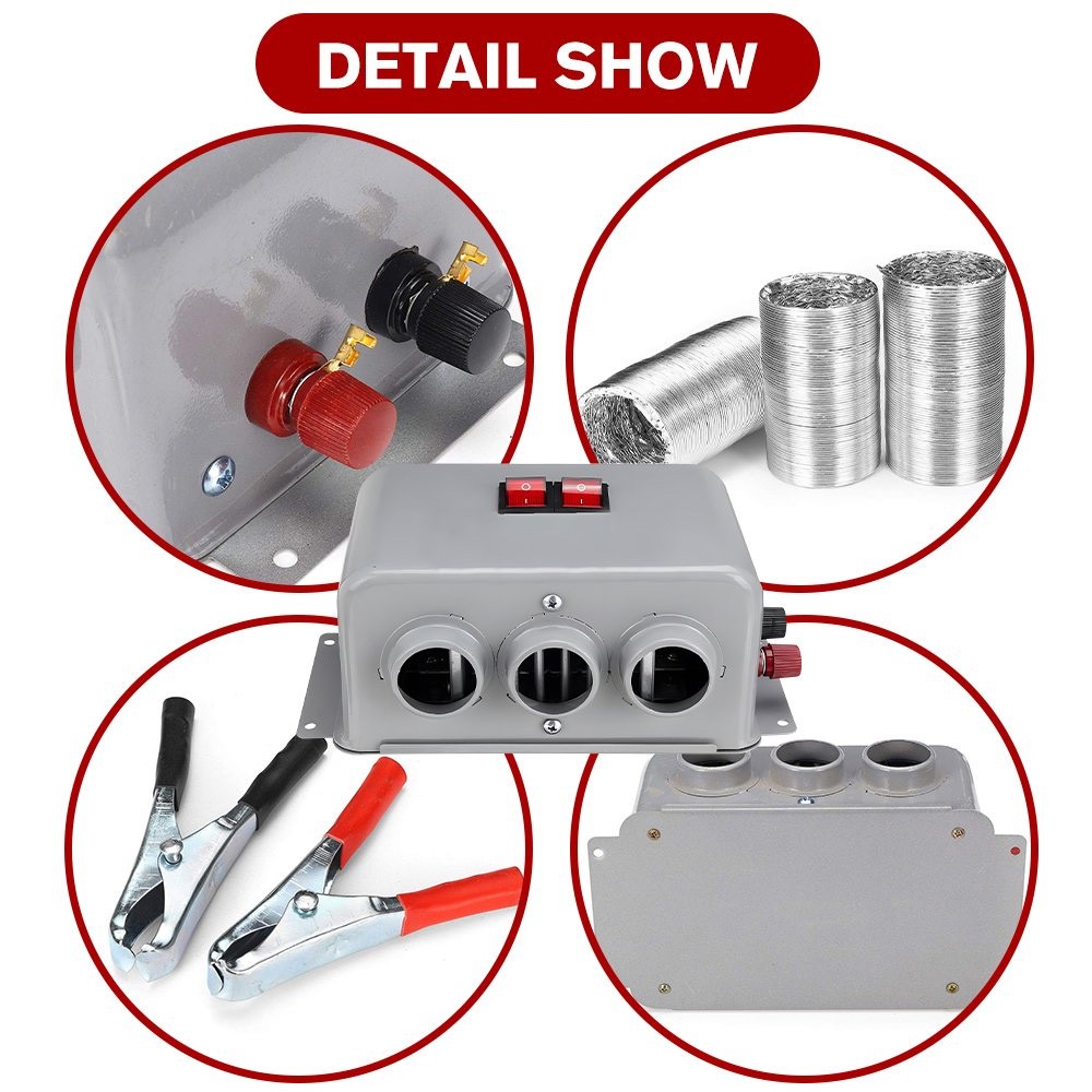 Interior Heater 12V 800W Dual Gear 3 Hole Compact Car Demister Winter Fast Heat