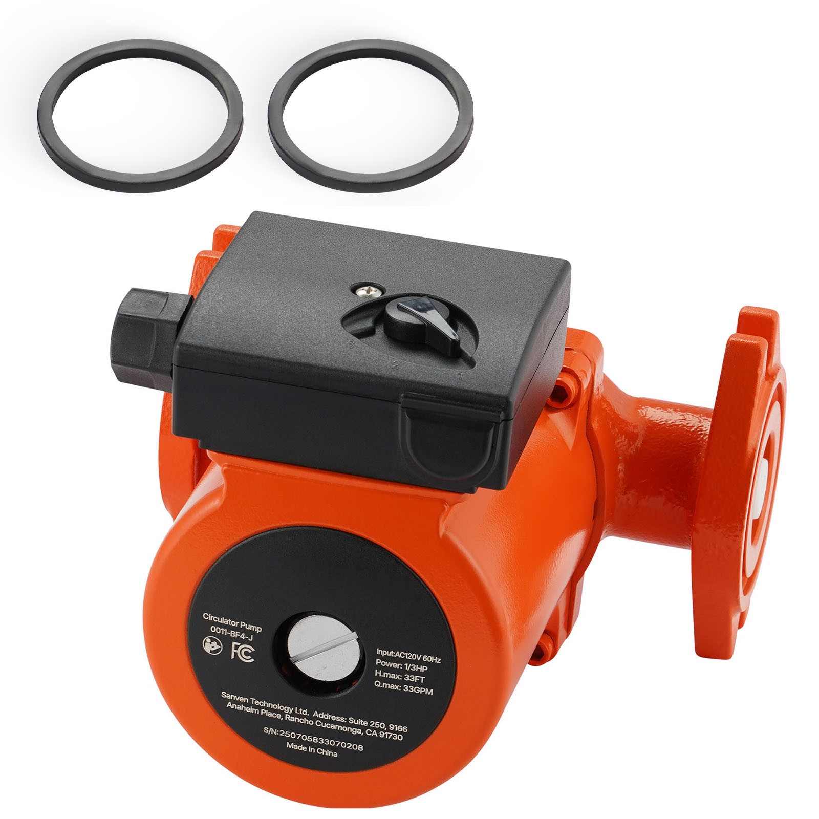 Uimoso Cast Iron Circulator Pump for Hot Water, 1/3 HP, 33 GPM Flow