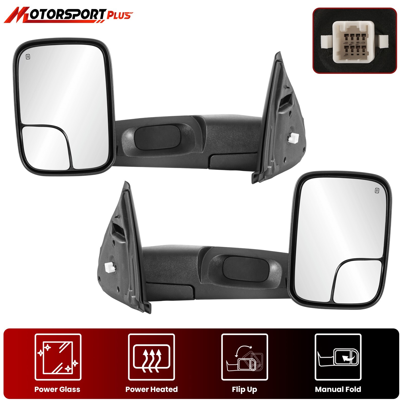 L&R Pair Power Heated Tow Mirrors For 2003-2008 Dodge Ram 1500 2500 3500