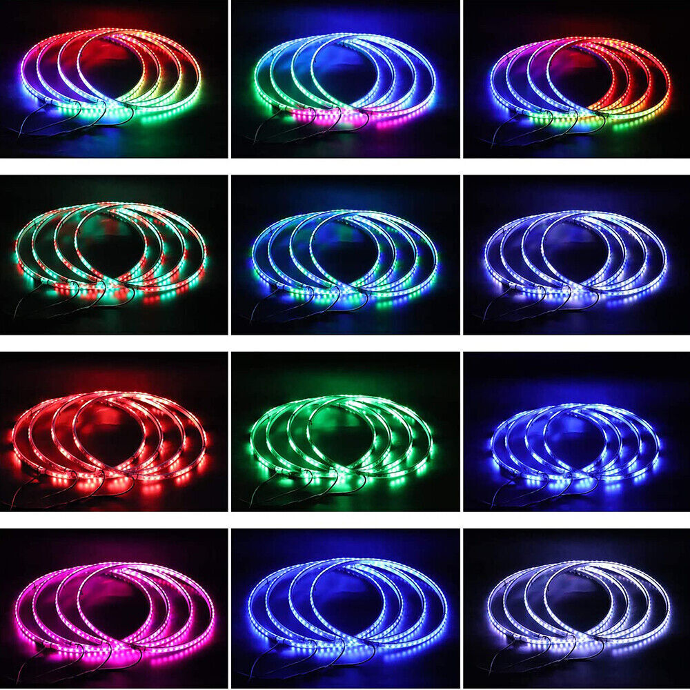 Pack of 4 15.5'' RGB Wheel Ring Lights LED Light For Truck Car Rim Lights APP