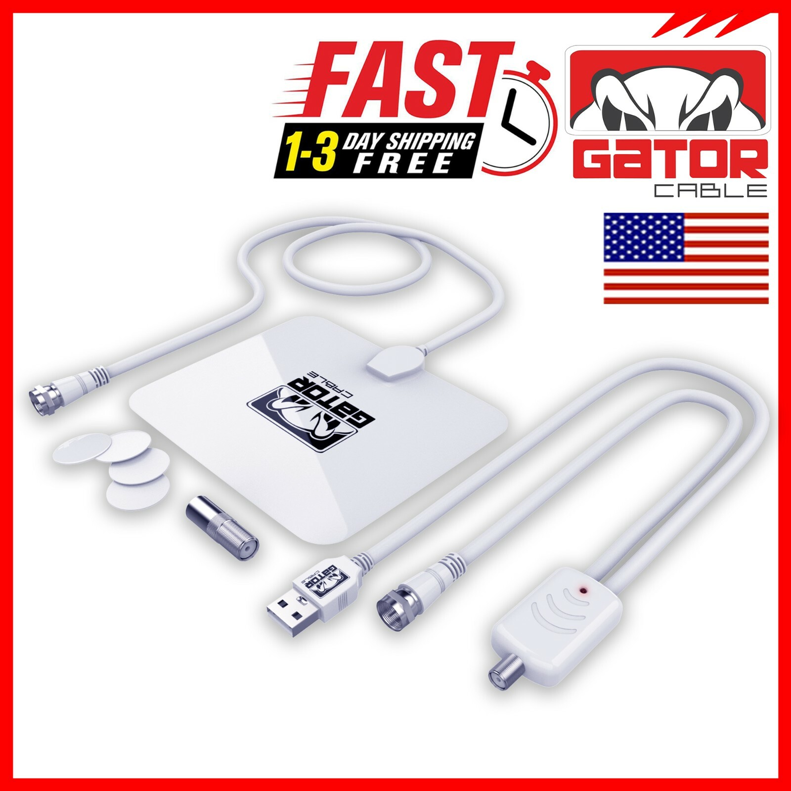 Digital TV Antenna HDTV 4K 1080p Indoor Amplifier 3600 Miles Long Signal Range