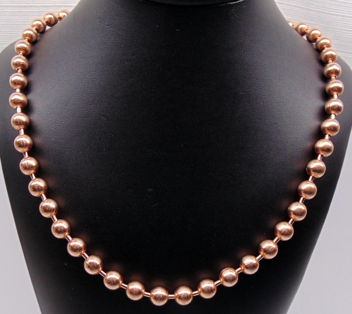 Statement Size COPPER BALL CHAIN Necklaces 9.5mm Round + Faceted Bead ~ XL