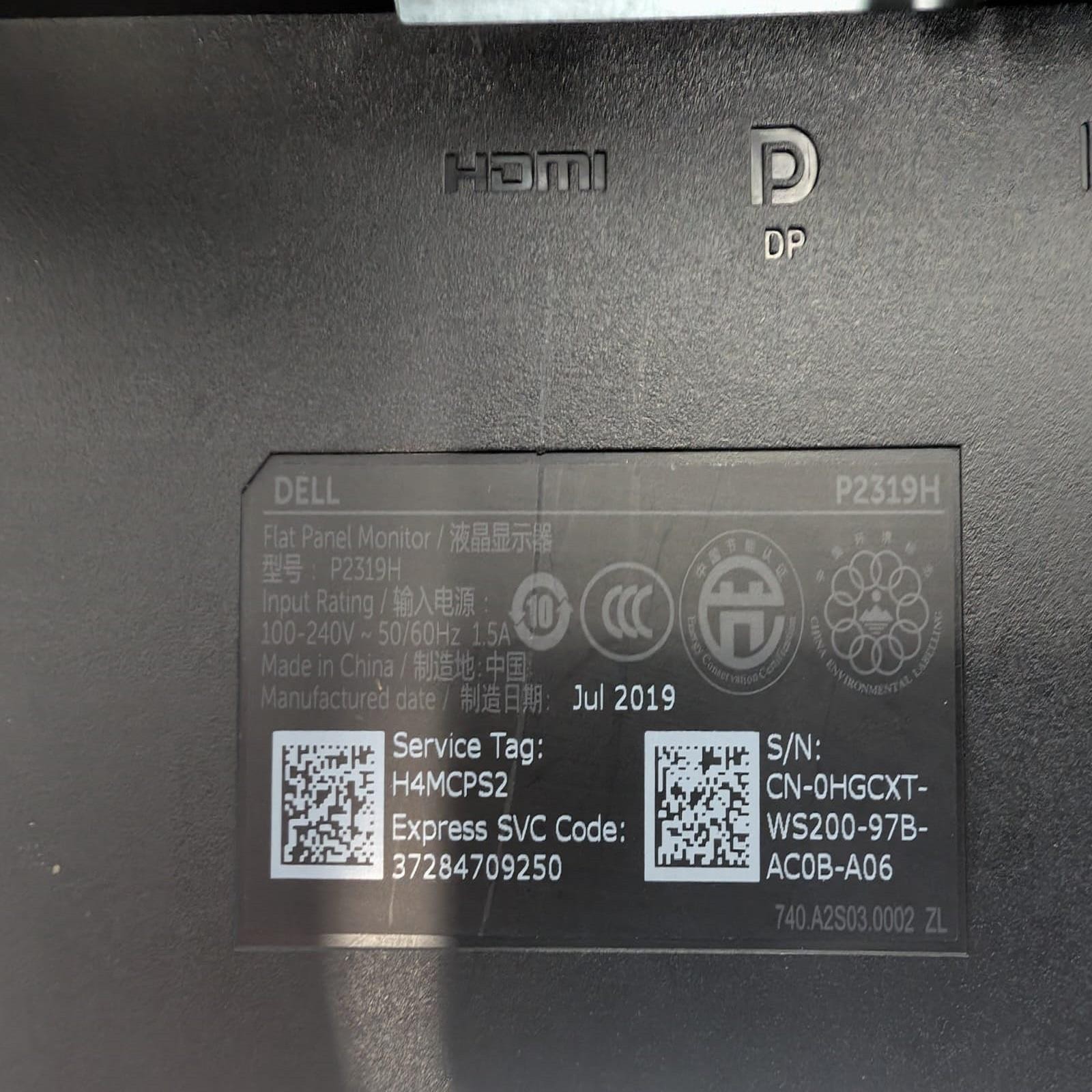 Dell P2319H 23" Monitor Full HD 1920 x 1080 IPS Display Grade B