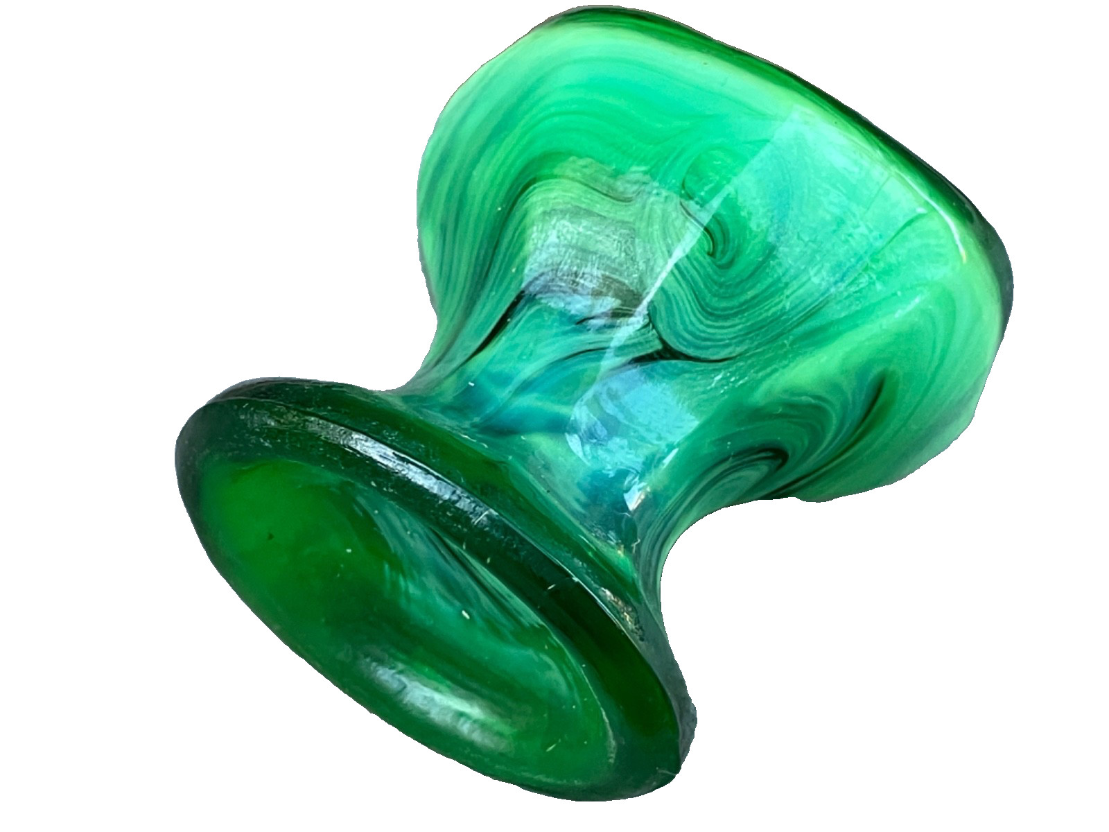 VTG GUERNSEY GLASS GREEN & WHITE SWIRLED EYE WASH CUP