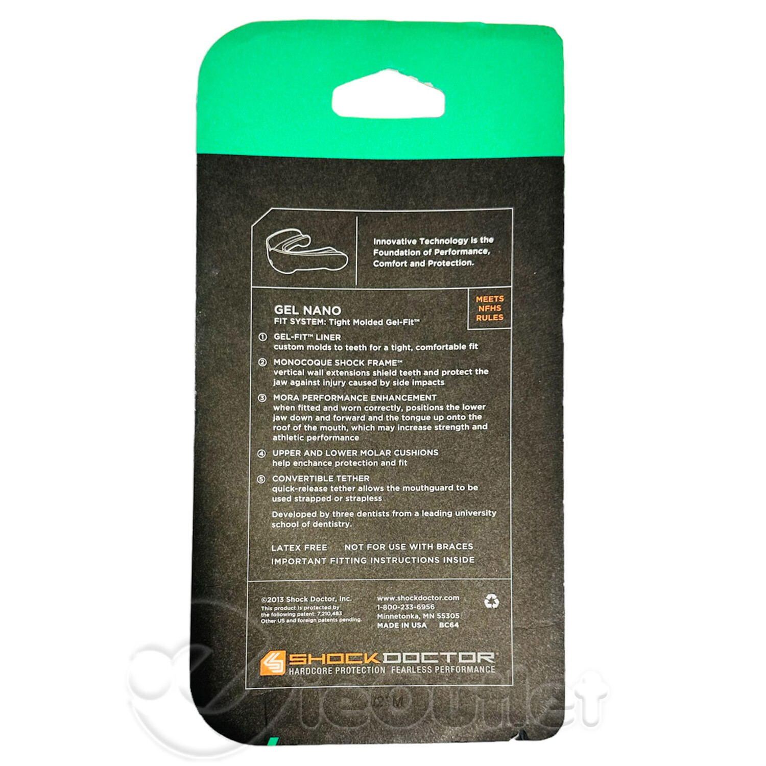 Shock Doctor GEL NANO Convertible Strap/Strapless Custom Mouthguard Youth 10-