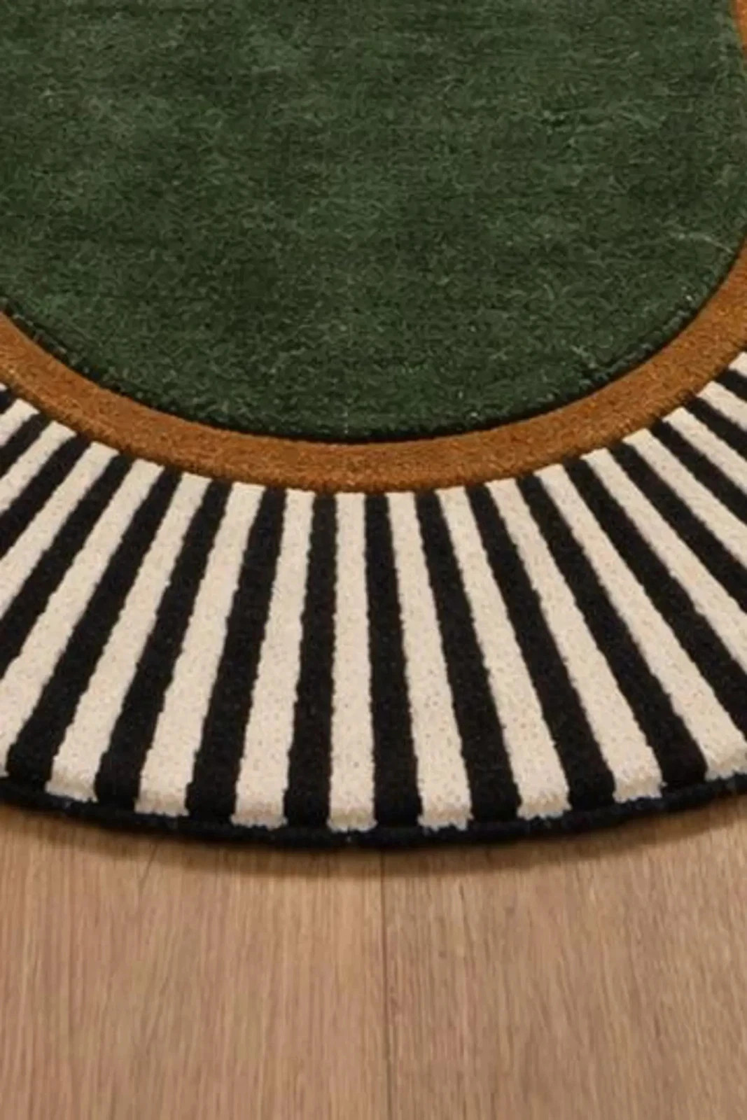 Hand-Tufted Modern Runner Carpet with Green Center & Striped Border |8x10|8x12|