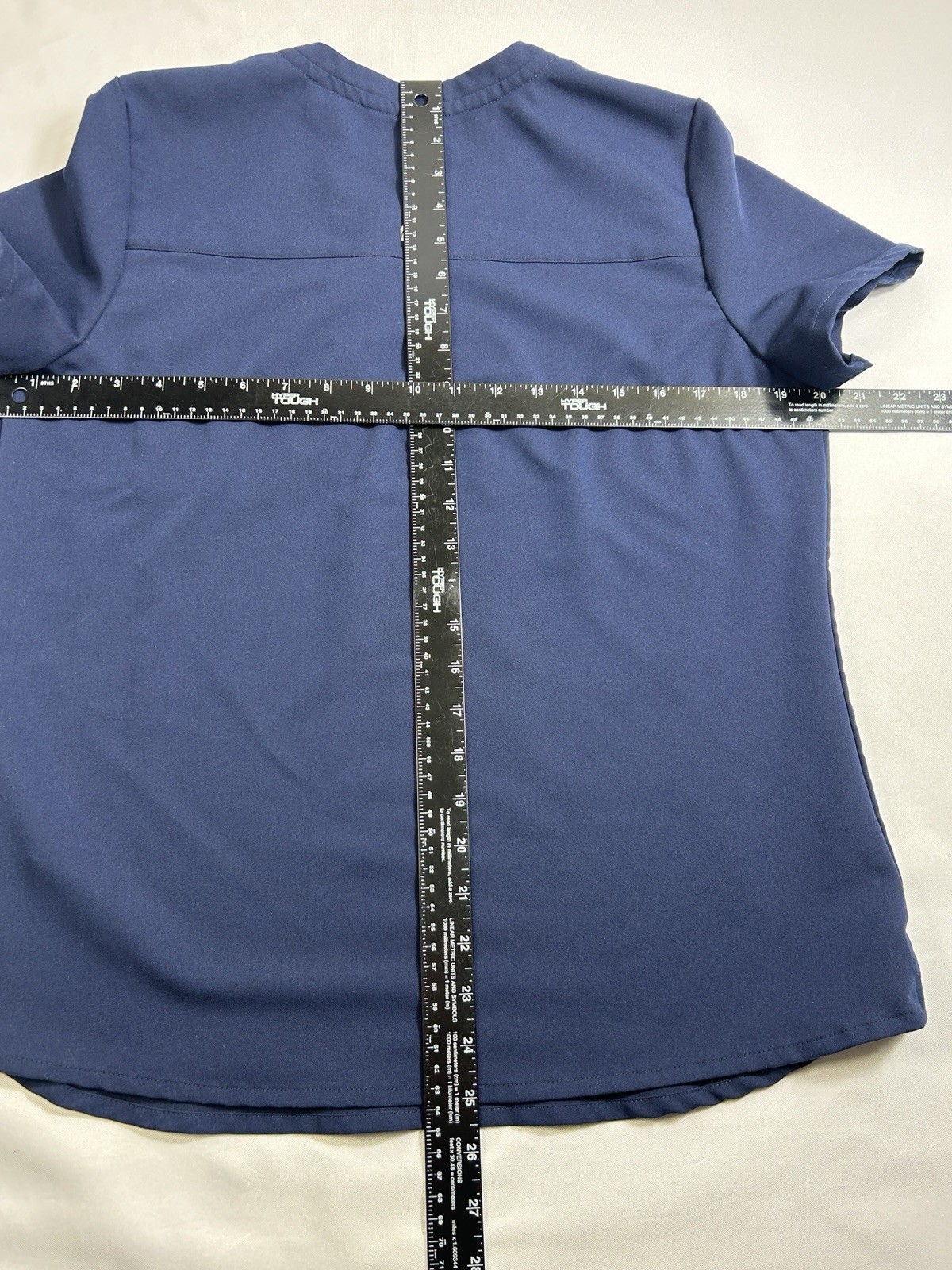 Fabletics Scrub Top Womens Medium Navy Blue V Neck Medical Uniform Workwear Top