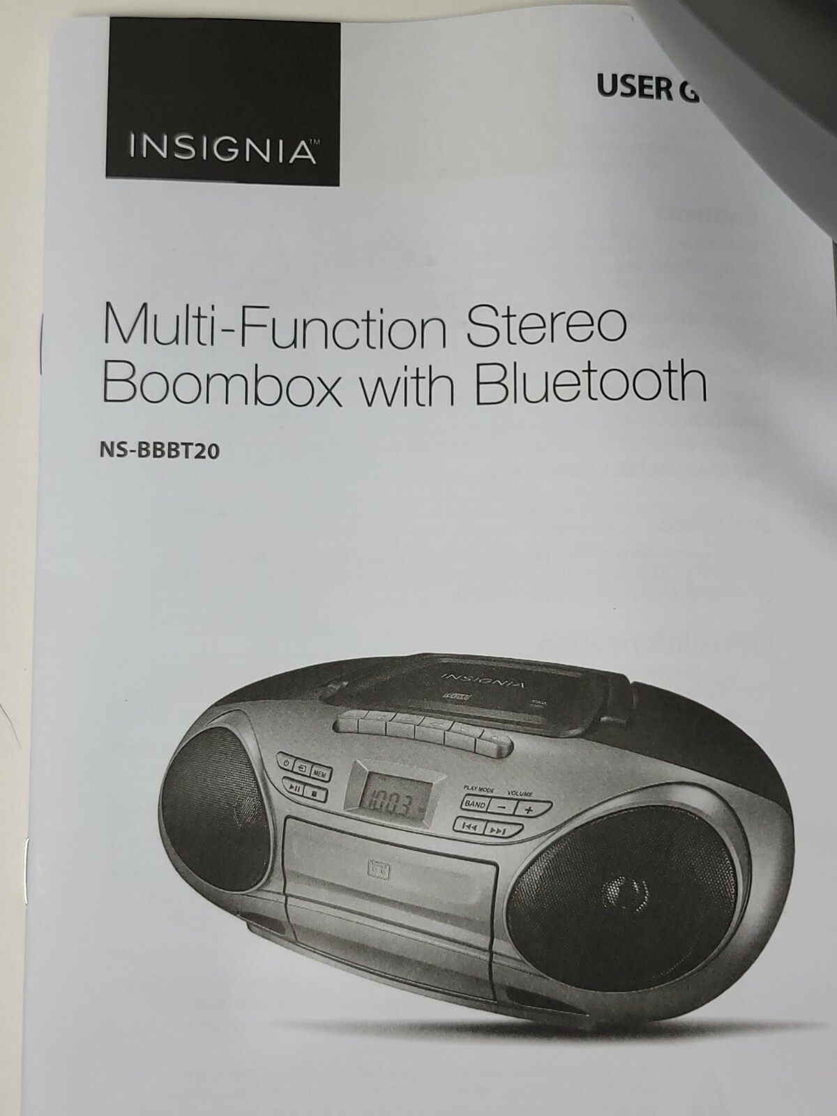 Insignia - AM/FM Radio Portable CD Boombox with Bluetooth - Silver/Black