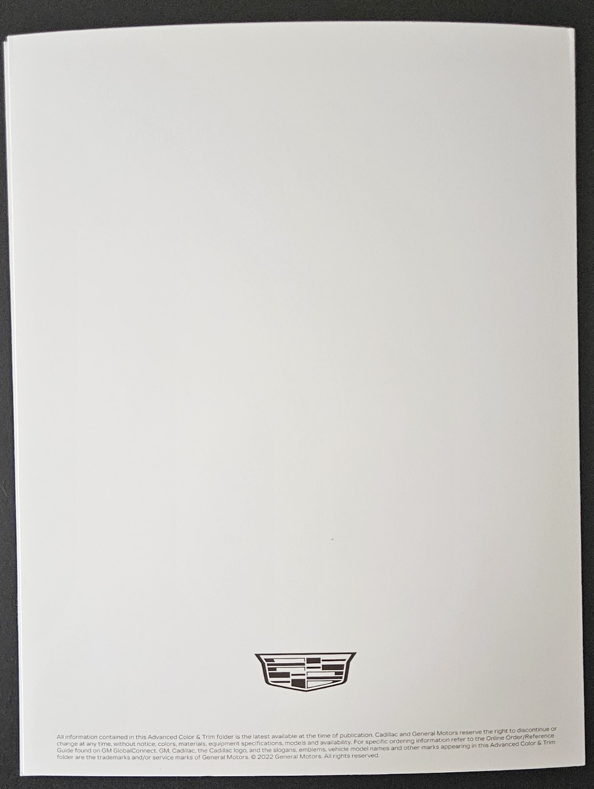 2023 CHEVROLET CADILLAC ESCALADE XT4 XT5 XT6 DEALER COLOR CHIP & TRIM BROCHURE