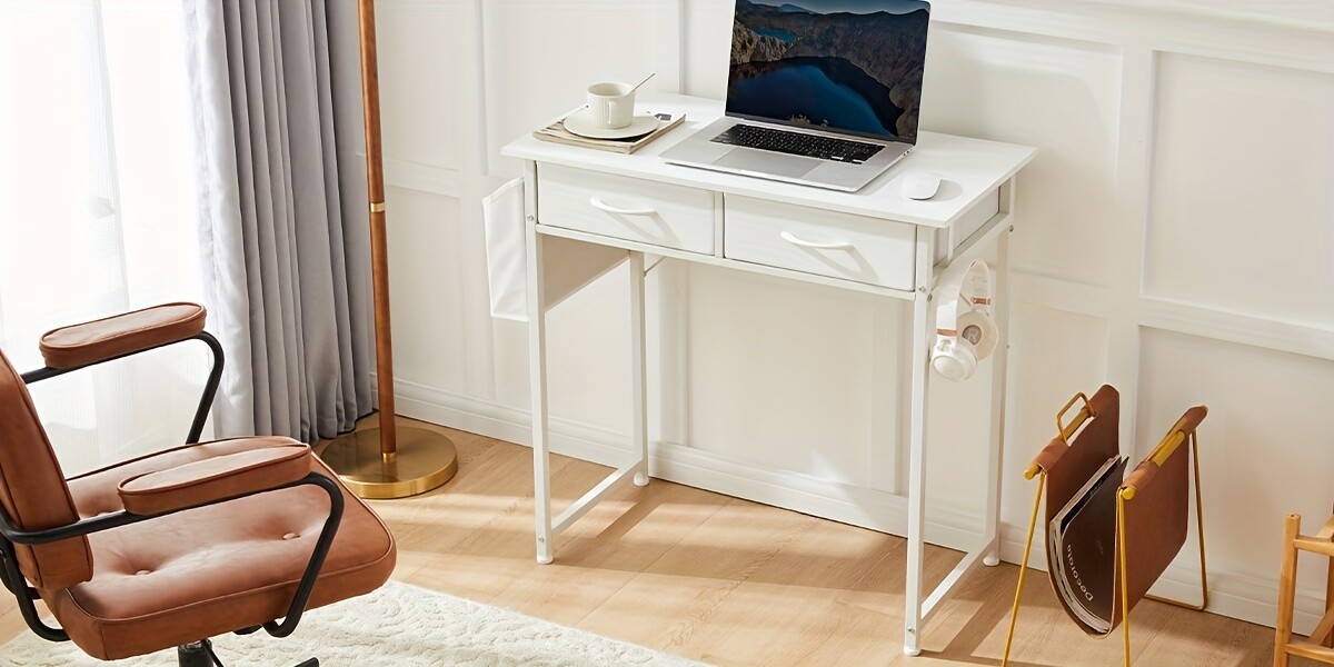 32/48-inch Computer Desk With 2 Fabric Drawers Storage, Keyboard Tray Included