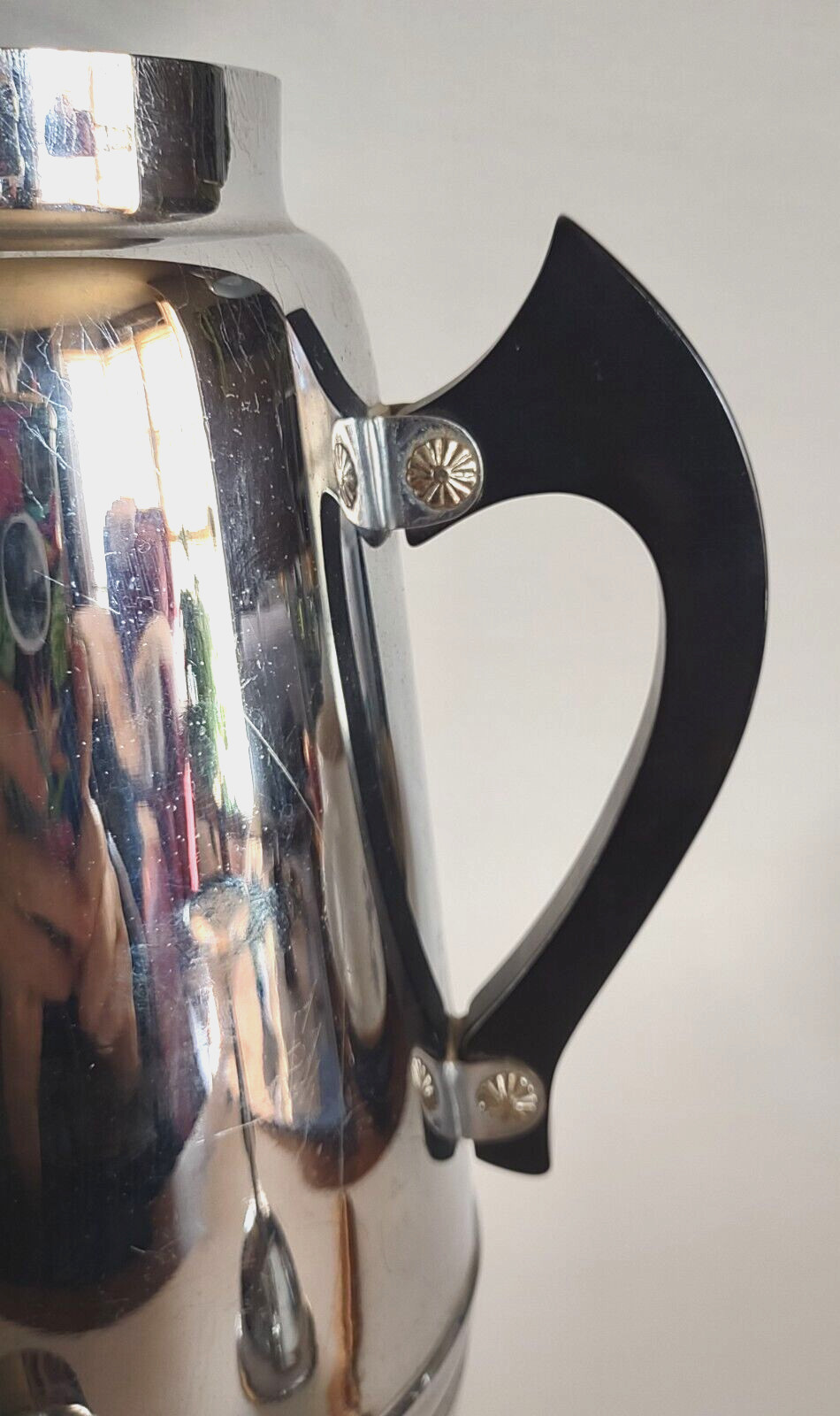 Vintage Chrome Art Deco Pitcher Style Cocktail Shaker With Bakelite? Handle