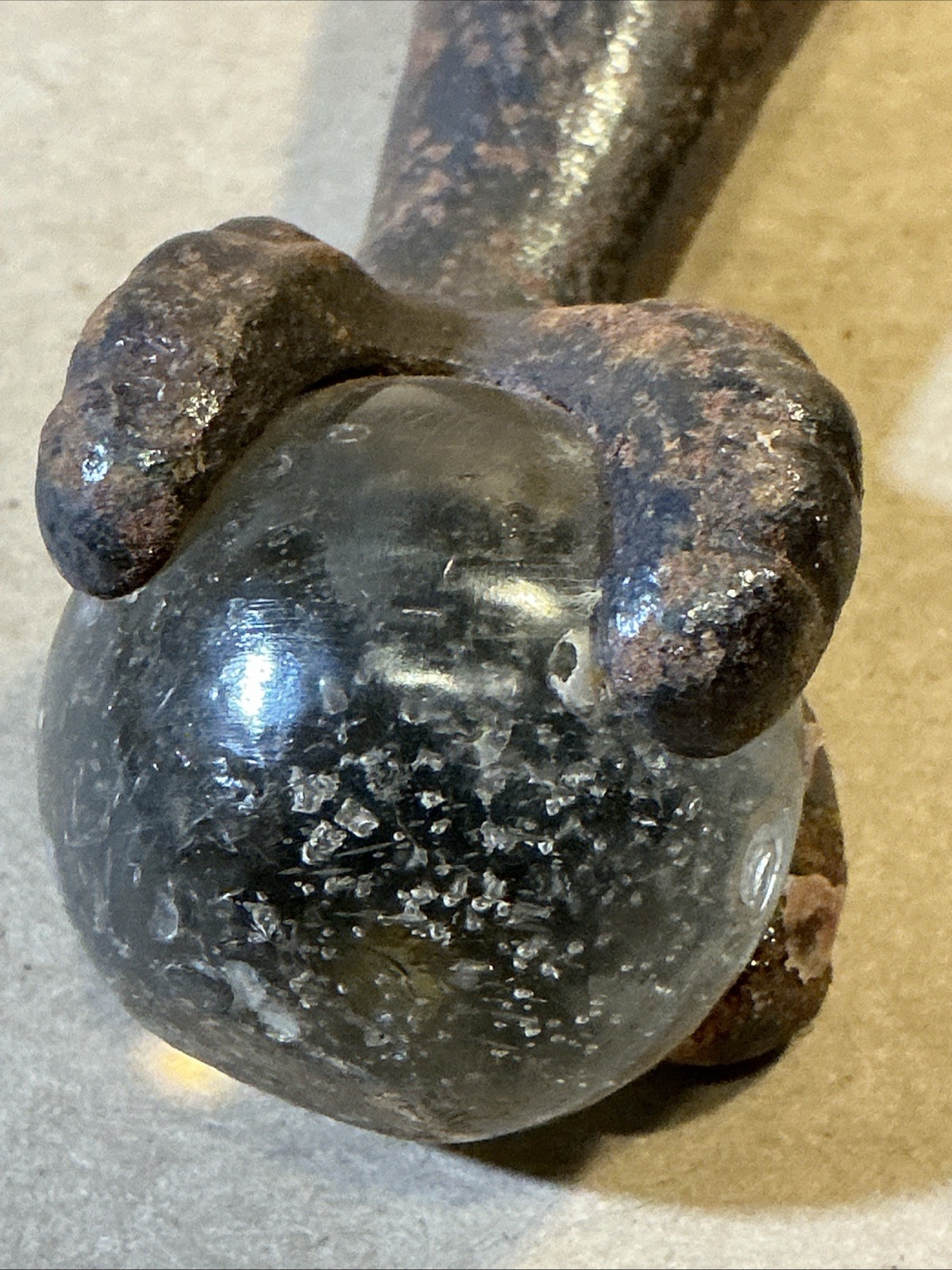 Set Of 4 Antique Cast Iron Glass Ball Table Feet Claw Feet As Is INV-AD60