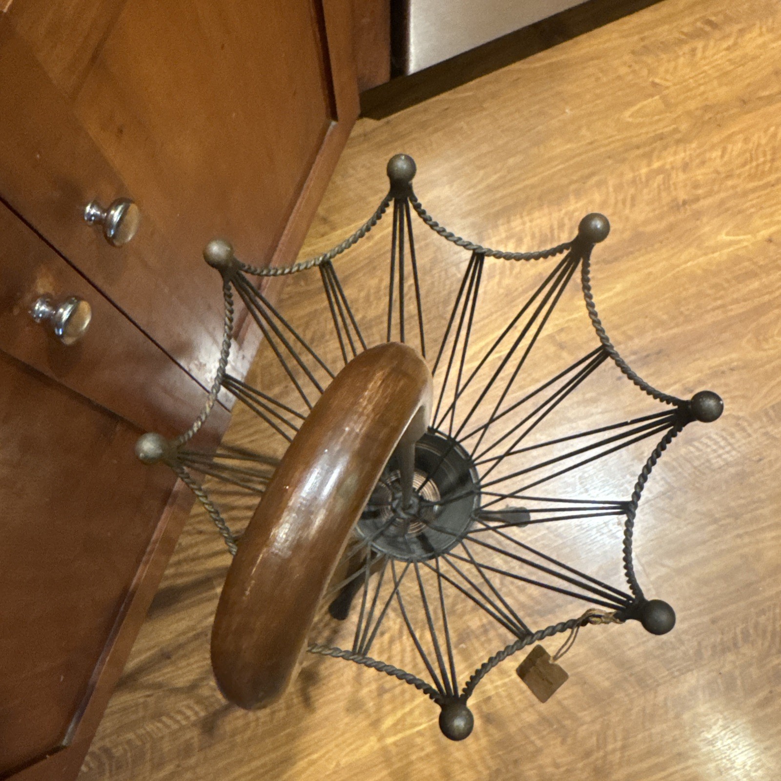 Pier 1 Imports NWT Umbrella Stand Wood Handle Metal Base 31”