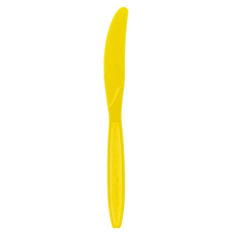 JAM Paper Premium Plastic Knives, Yellow, 7in, 100 per Pack