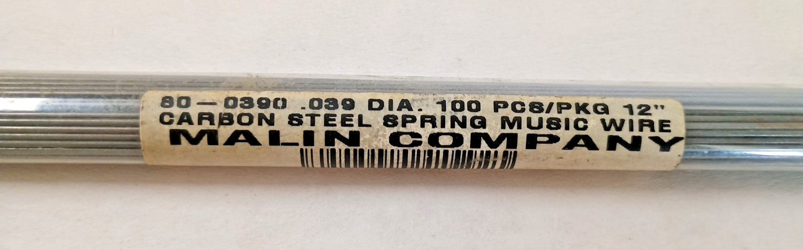 Malin Co. 8D-0390 .039 DIA Carbon Steel Spring Music Wire 100 PCS 12" Long