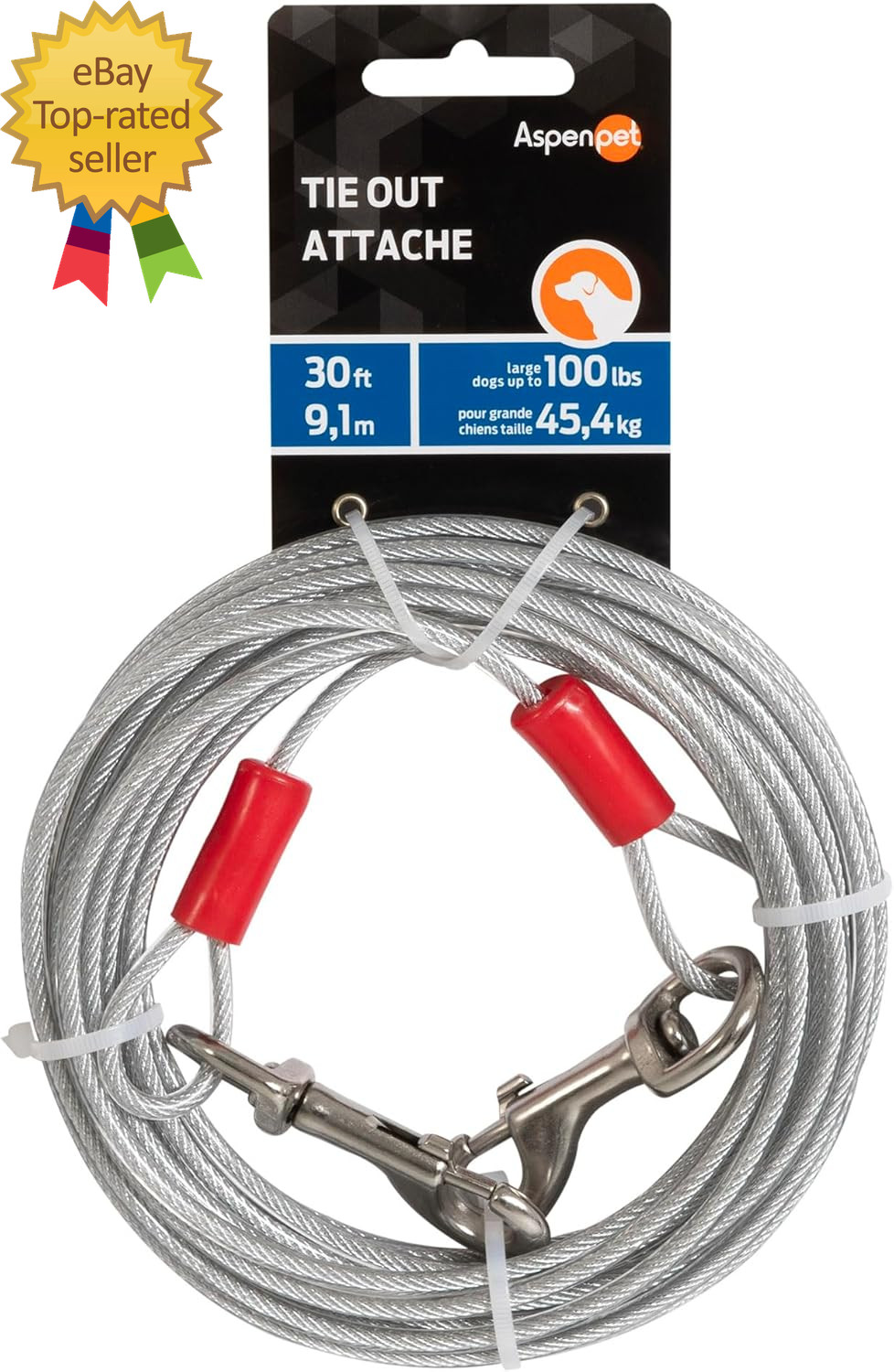 Dog Tie Out Cable  1700 Lbs Break Strength  30Ft Cable