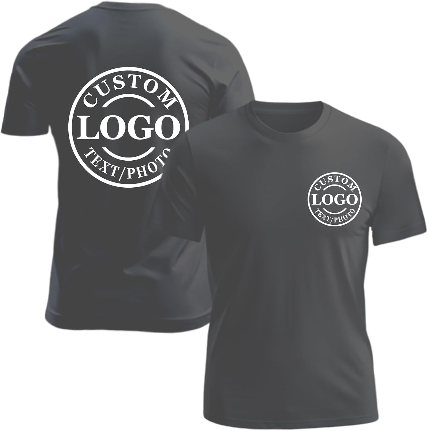 Custom T-Shirt Personalized Upload Photo Text Logo Front & Back 100% Cotton