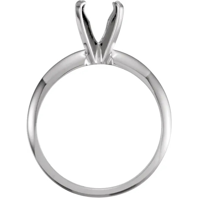 14K White Gold Round 4 Prong Ring Head Setting Pre-Notched Solitaire Mount USA