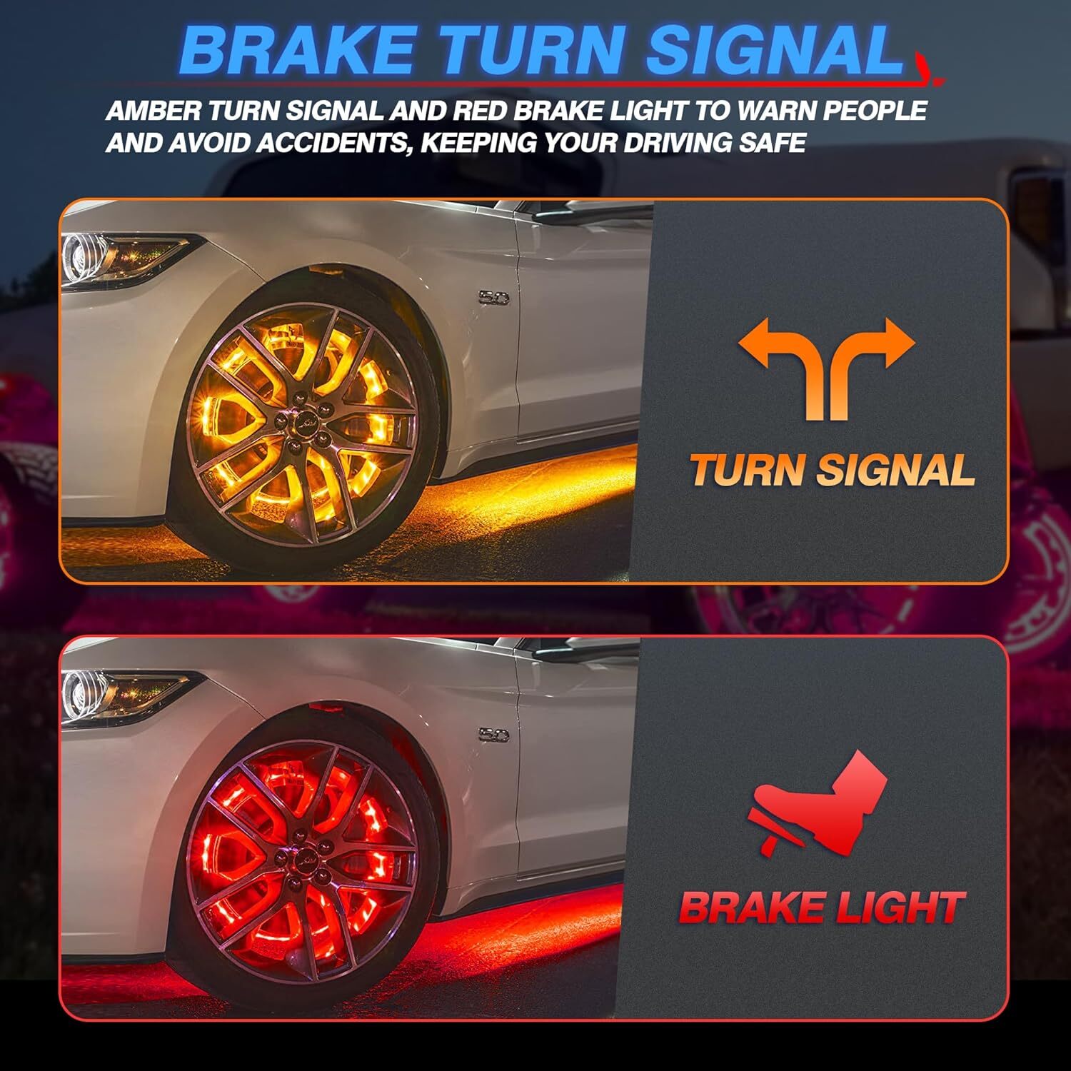 MICTUNING 17inch V1 RGB+IC Chasing Color Wheel Ring Lights Kit with APP Control