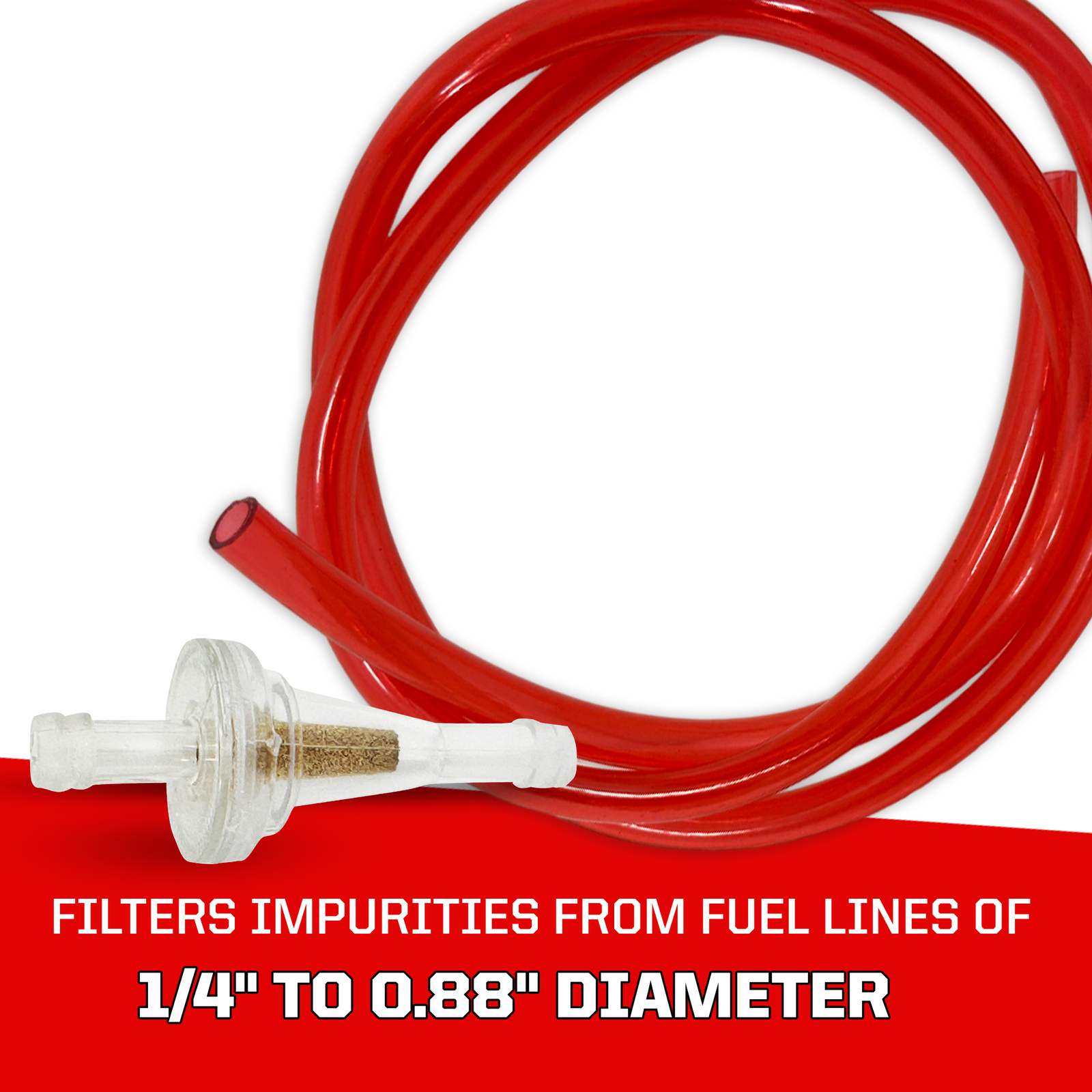 Outlaw Racing Clear Inline Gas Fuel Filters Motorcycle Scooter ATV 1/4" (2 Pack)