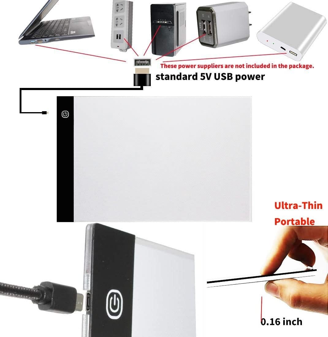 LED Tracing Light Box Ultra-Thin Portable Dimmable Art Sketching Drawing