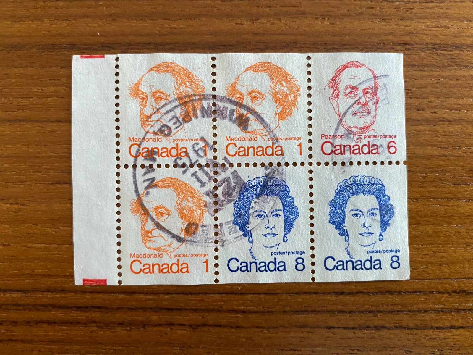 Canada Stamp Booklet - 1974 CARICATURE DEFINITIVES Booklet PANE 586a Used