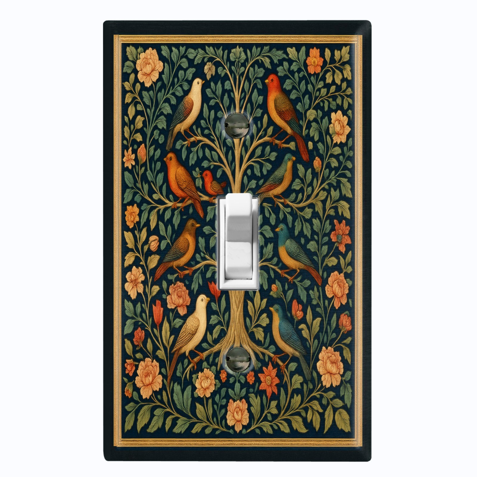 Metal Light Switch Outlet Cover Wall Plate Birds on Tree Floral Decor AML229