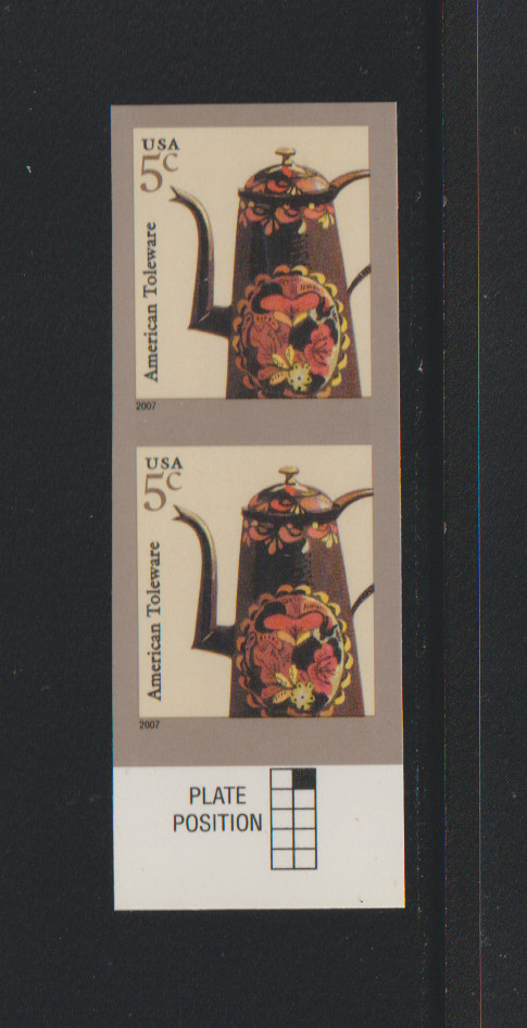 US  ERROR Stamps: #3756Ab Toleware Coffeepot:  Die Cut Omitted pair! MNH $400.00