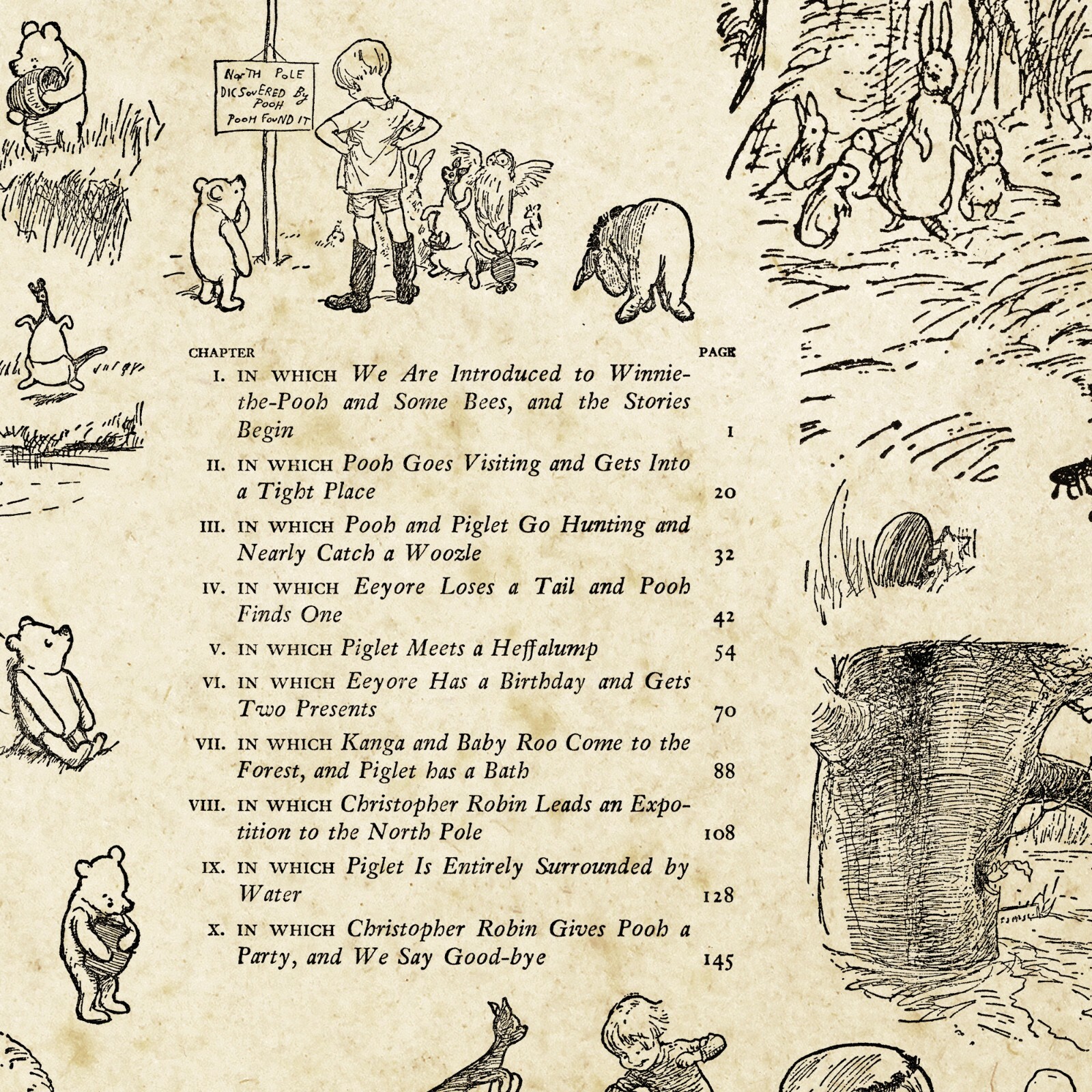 1926 Winnie the Pooh Illustration POSTER! (multiple sizes) - Art - Milne - Draw