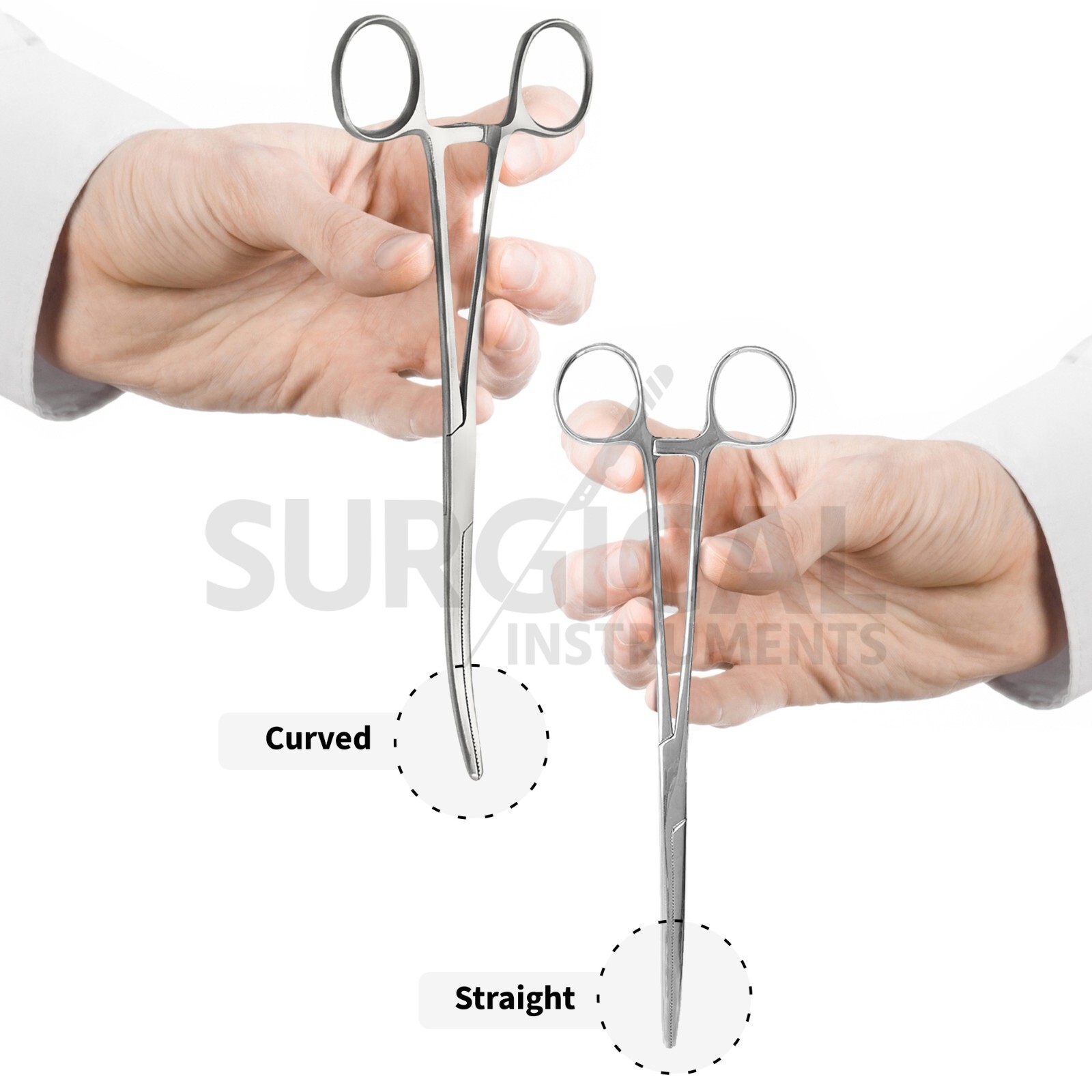 2 Pcs Set 12" Straight + Curved Hemostat Forceps Locking Clamps German Grade