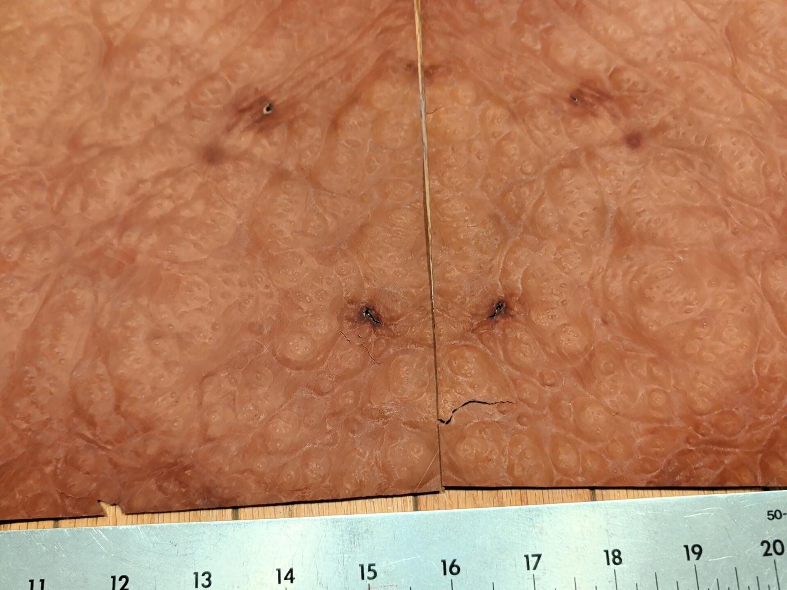 Madrone burl veneer 14 3/4" x 15 1/2" each, 2 pieces wood 1/42" raw
