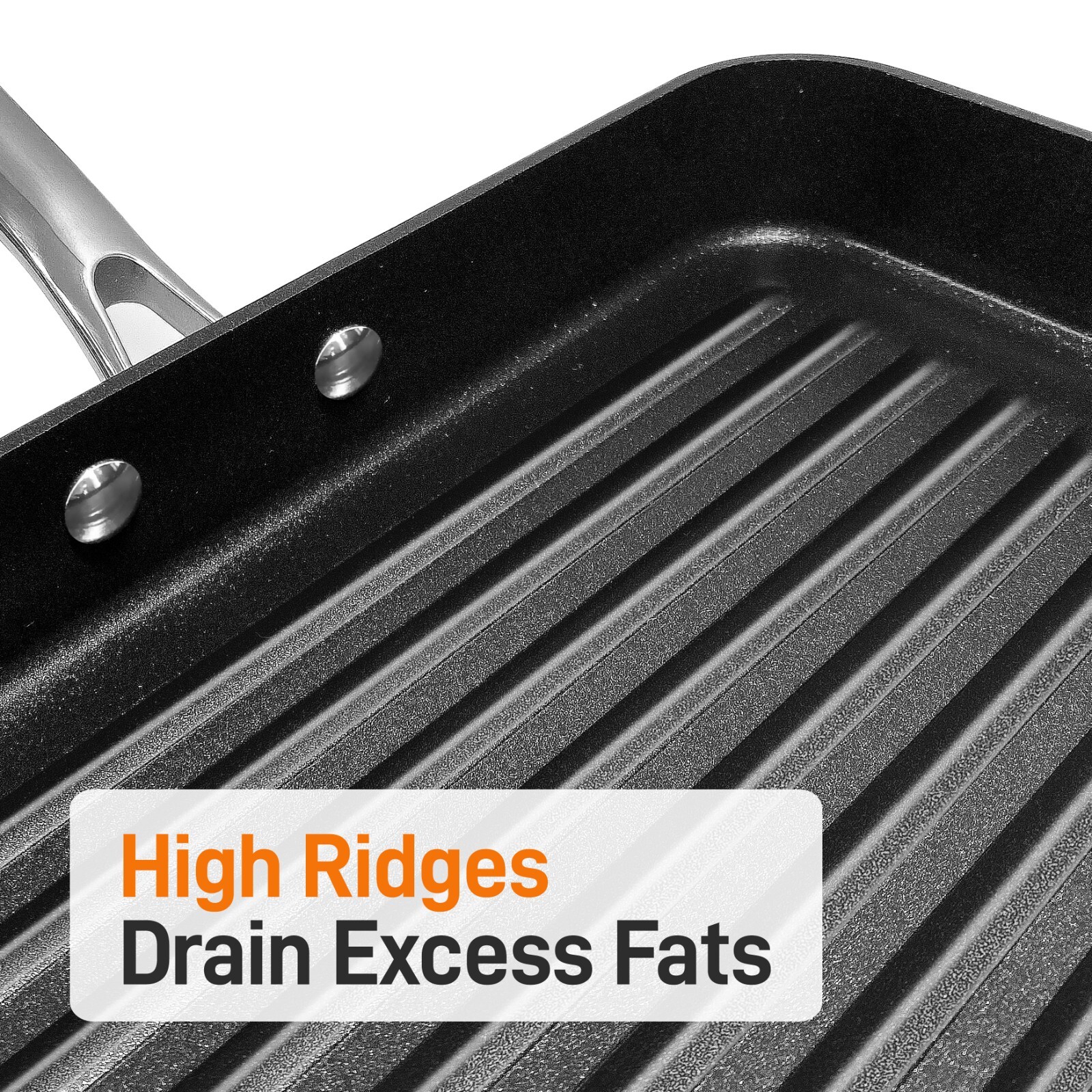 NutriChef 11" Hard-Anodized Non stick Grill & Griddle Pan - Kitchen Cookware