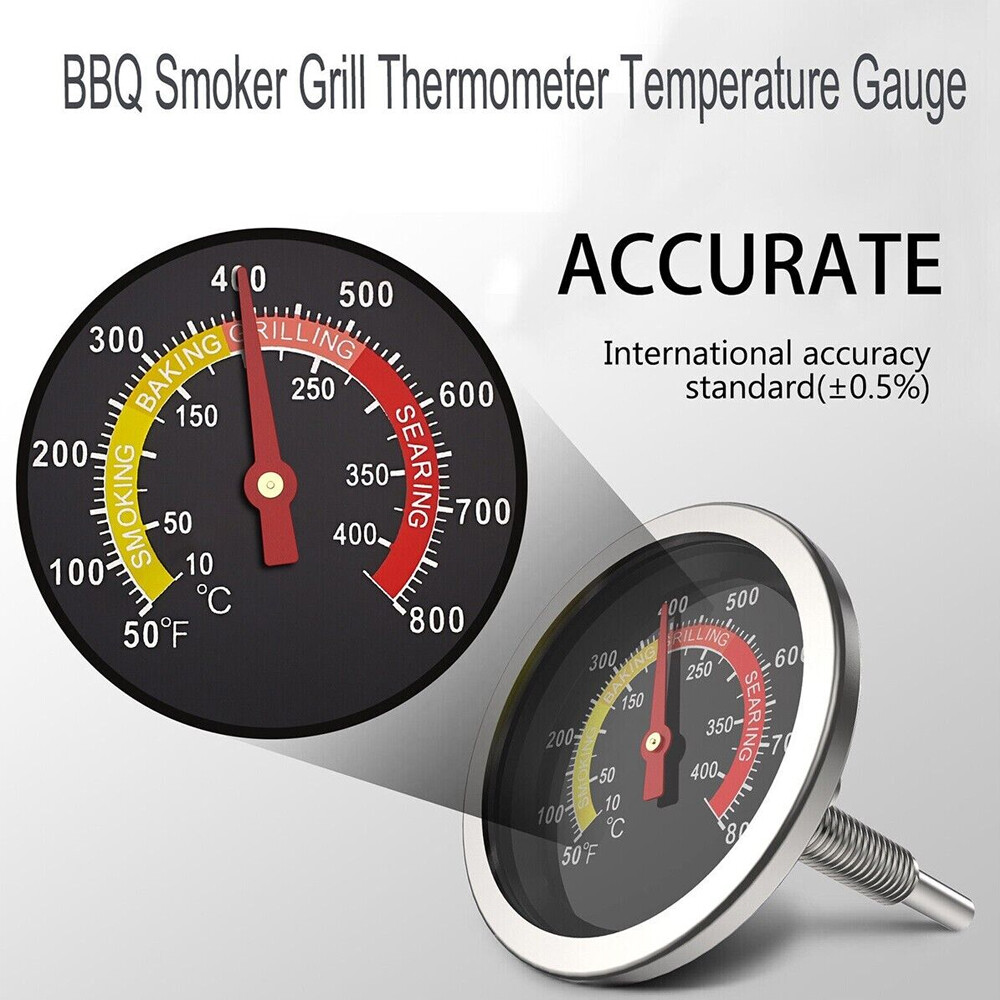 2Pcs Temperature Gauge Thermometer for Barbecue BBQ Grill Smoker Pit Thermostat