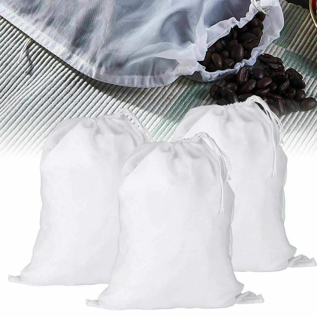 6Pcs Organic Nut Milk Bag Reusable Food Strainer Brew Coffee Cheese Cotton Cloth