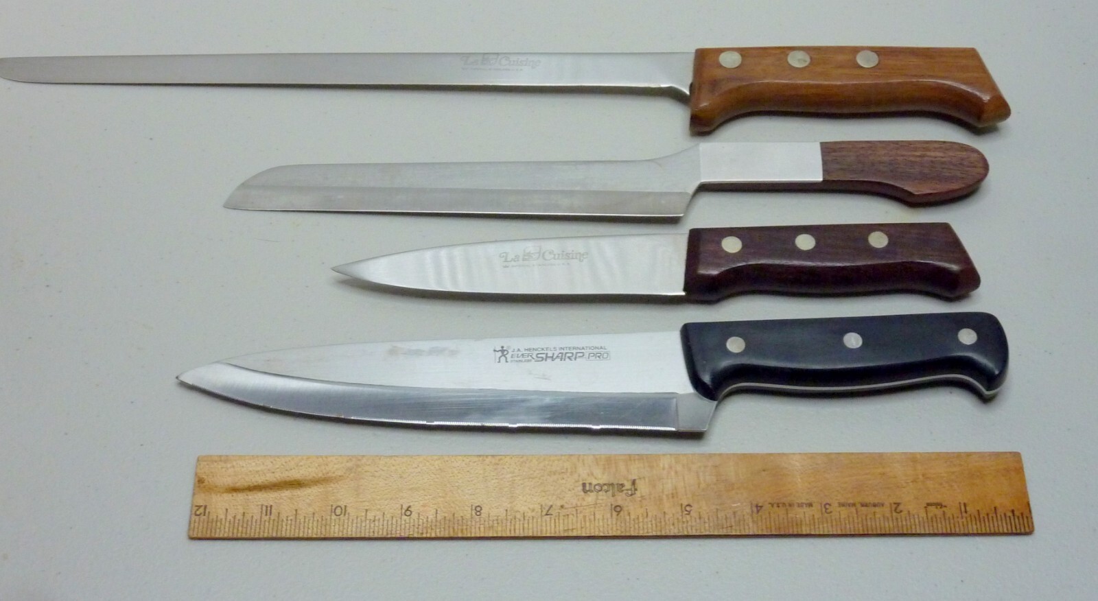 JA Henckels Pro, Cuisine, Wood Handles Japan Vtg. 4 High Quality Knives