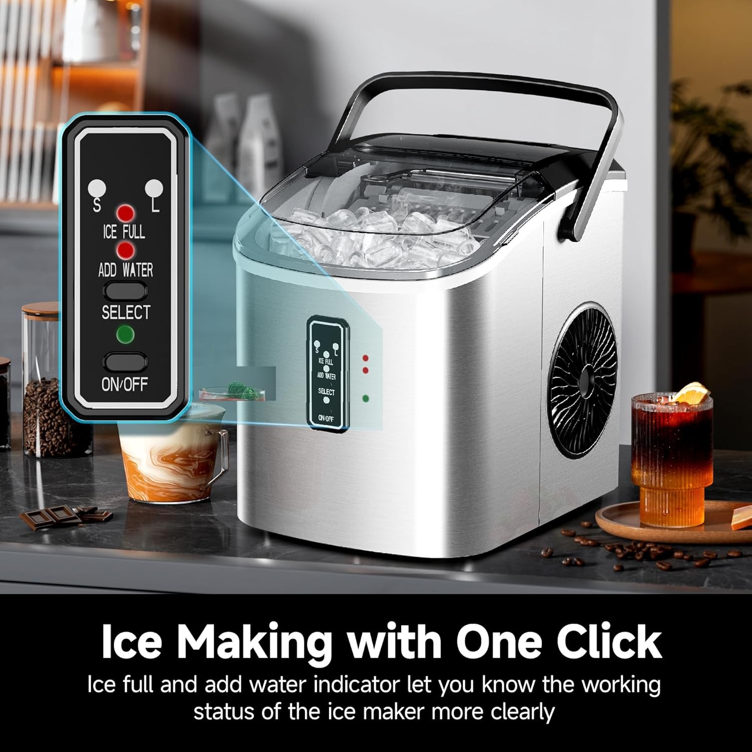 EUHOMY Ice Maker Countertop 9 Cubes Ready in 6 Mins, for Home, Kitchen, Office