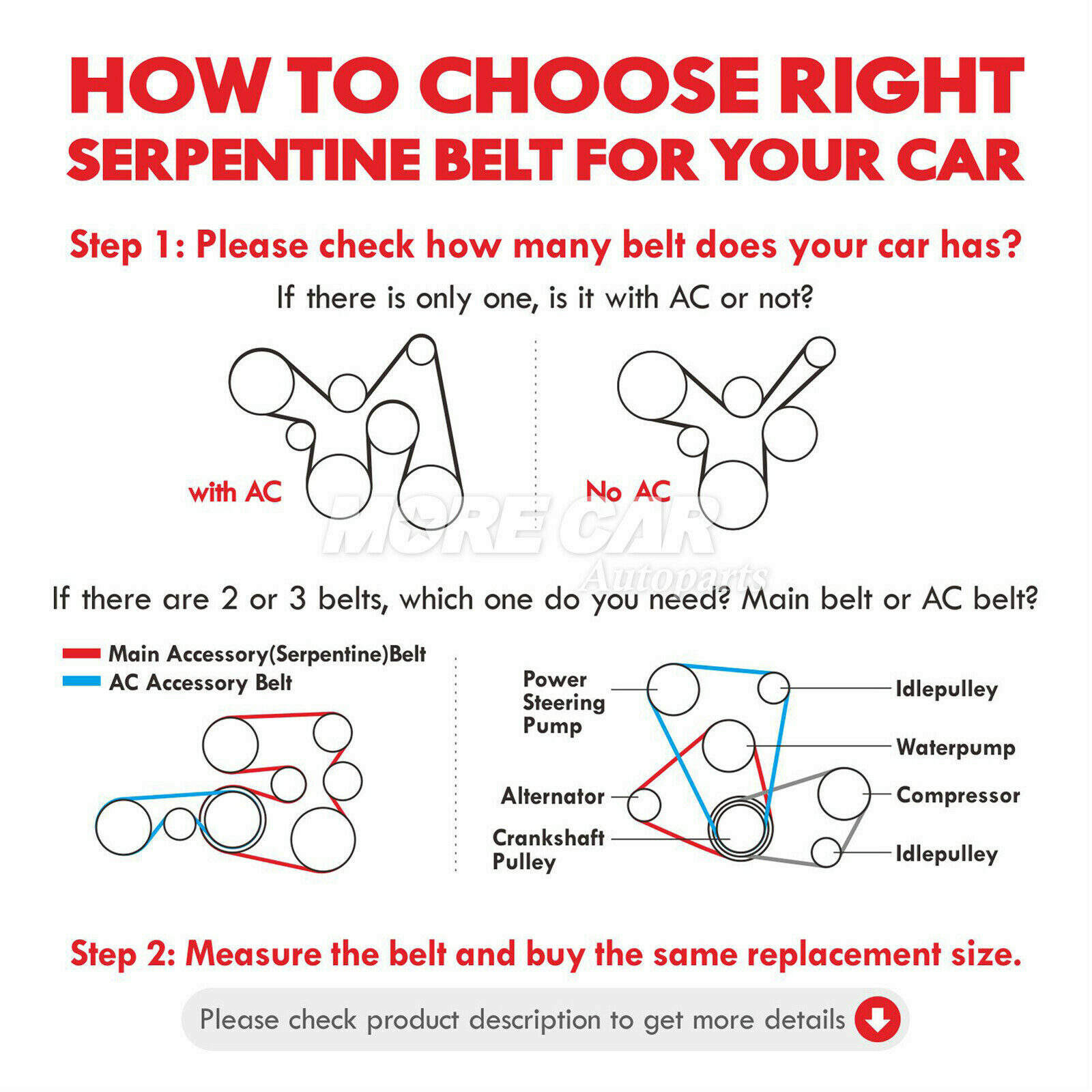 EPDM Serpentine Belt 6PK1875 for 03-08 Toyota Matrix Corolla Celica 1.8L l4 GAS