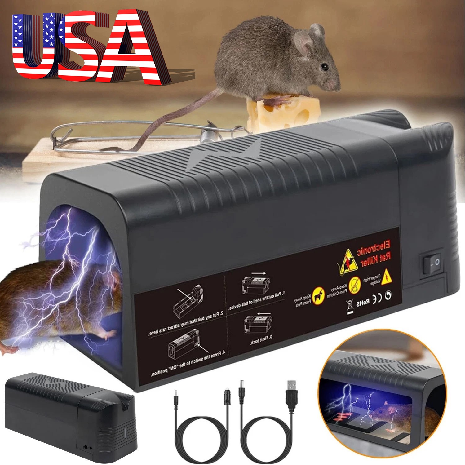 Electronic Mouse Trap Victor Control Rat Killer Pest Electric Rodent Zapper US